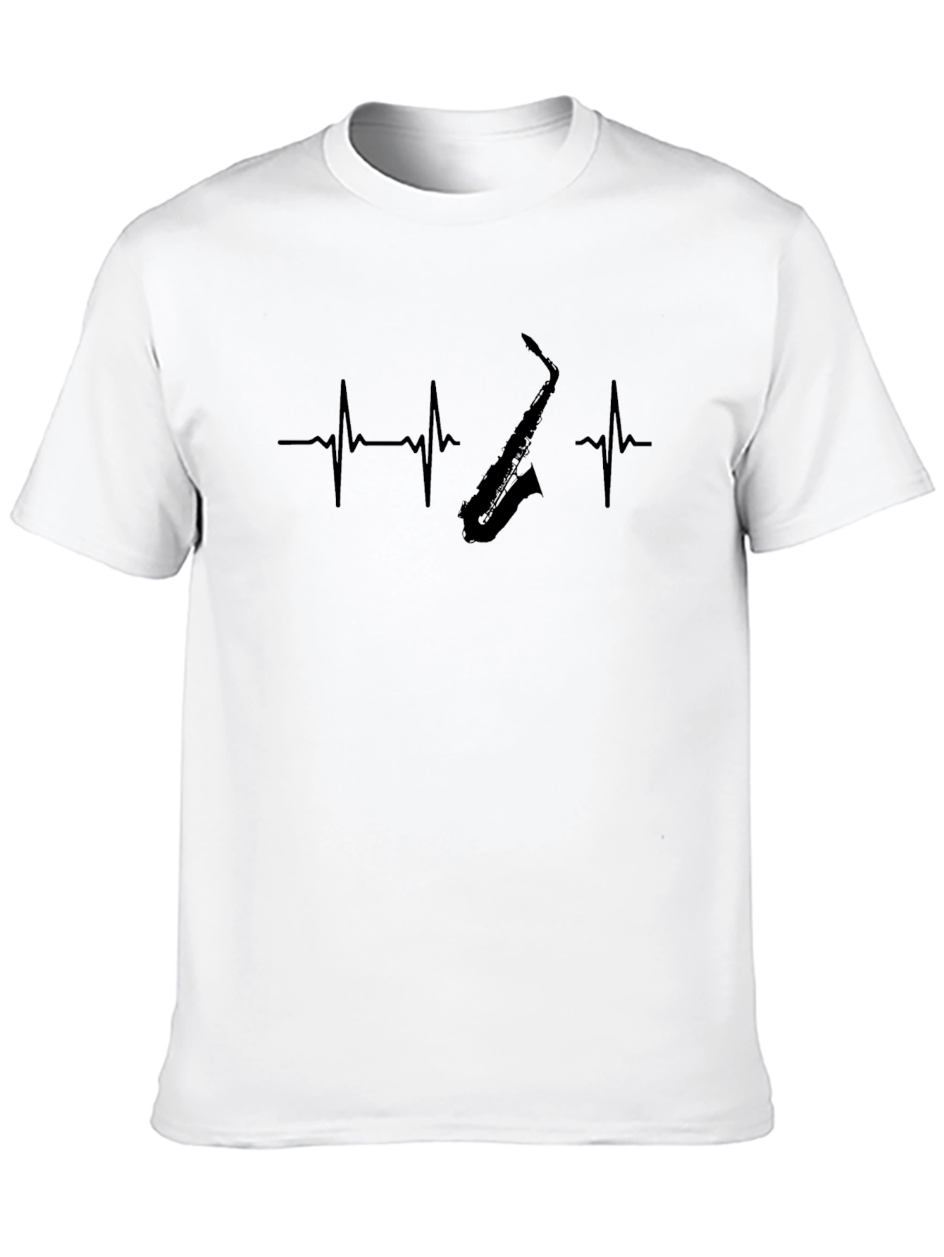 Saxophone Heartbeat Graphic Tee - Music Lover Shirt
