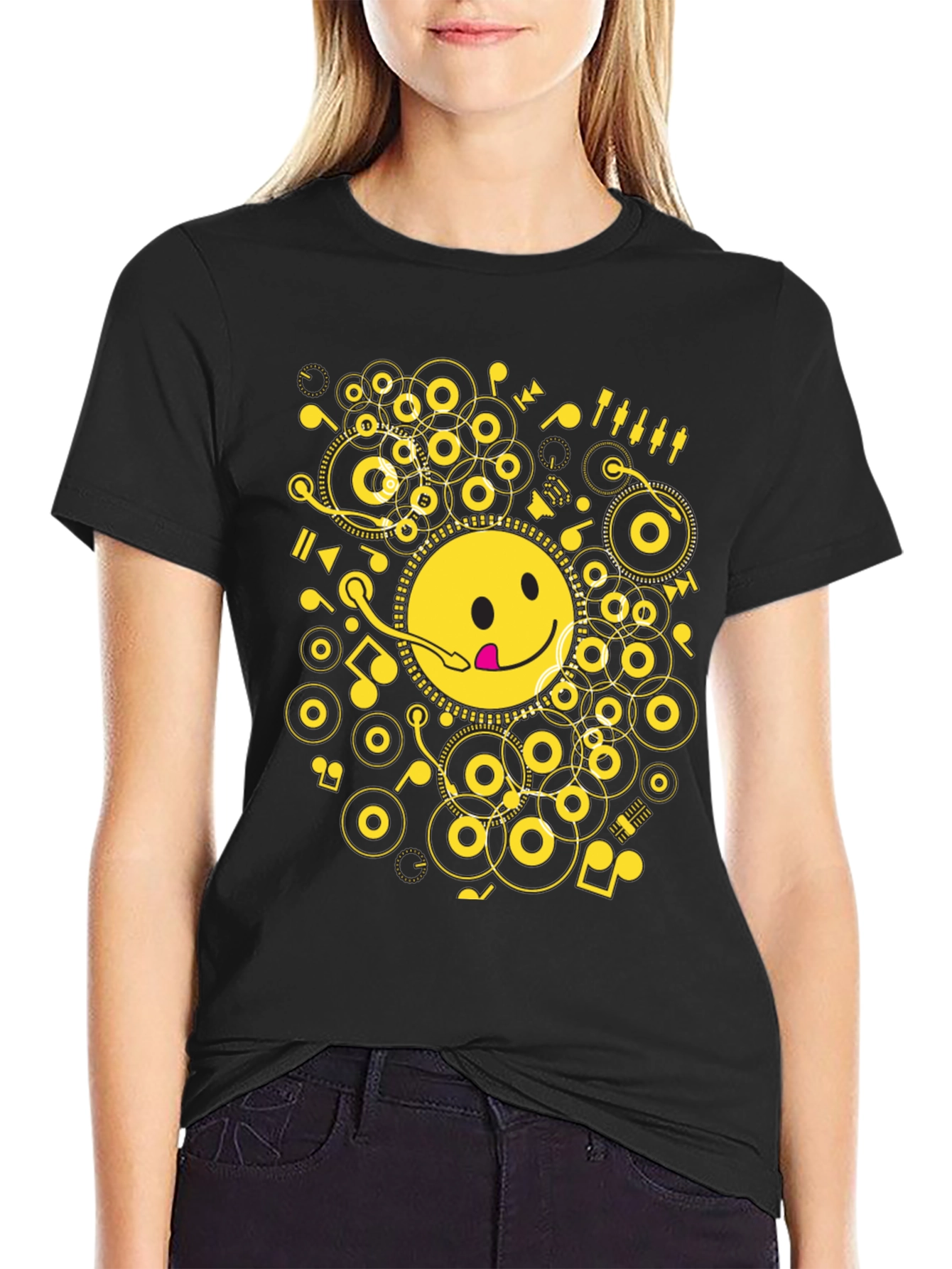 Smiley Face DJ T-Shirt - Music Lover Tee