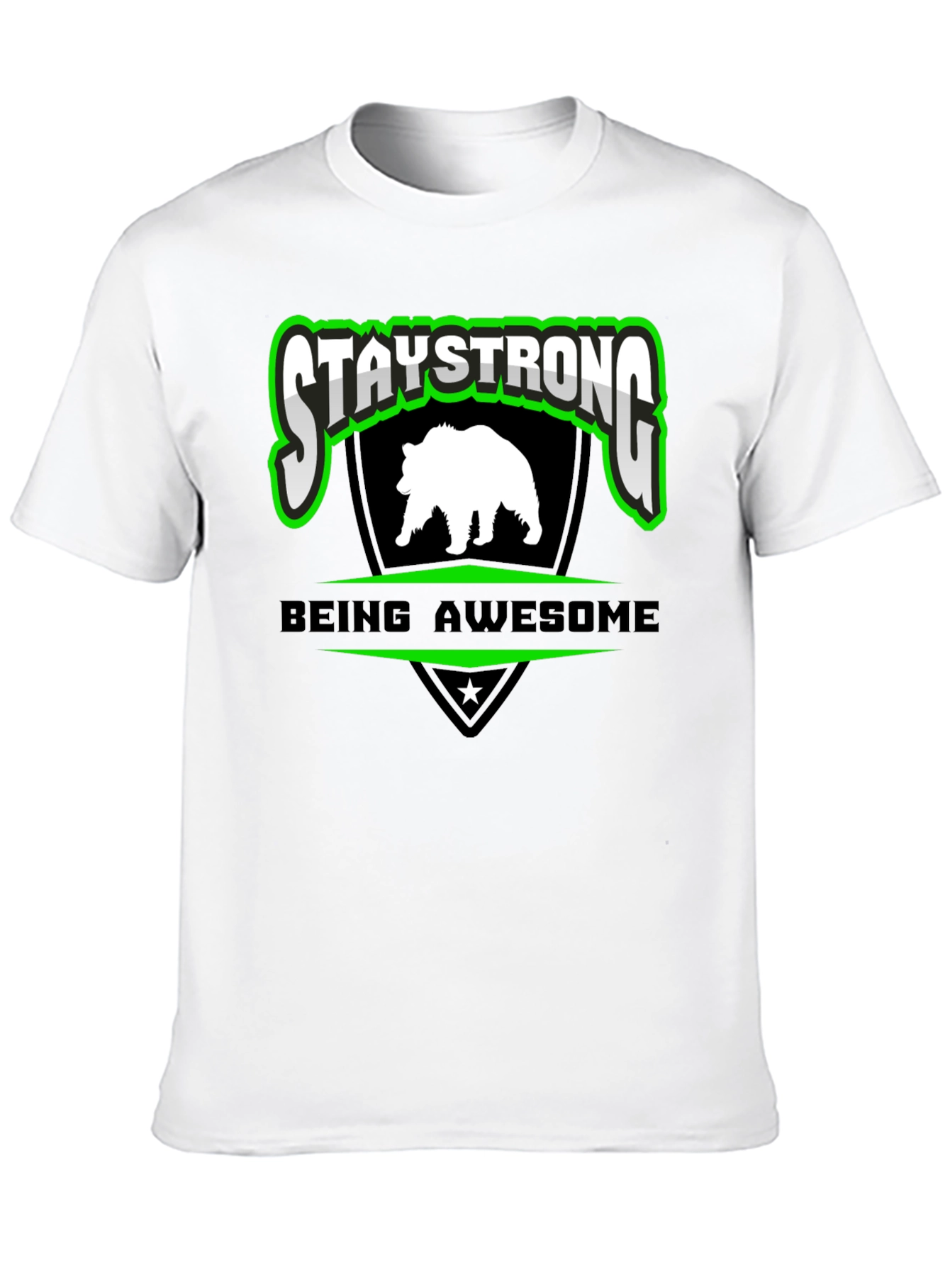 Stay Strong Bear Graphic Black T-Shirt