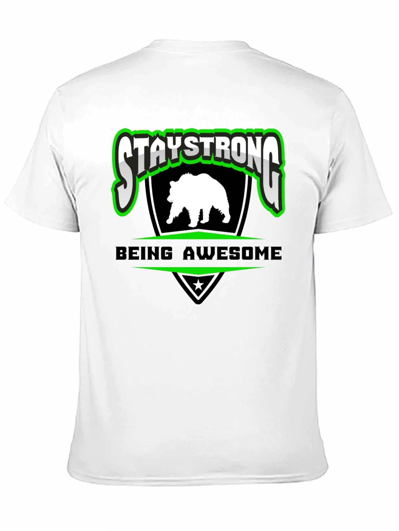 Stay Strong Bear Graphic Black T-Shirt