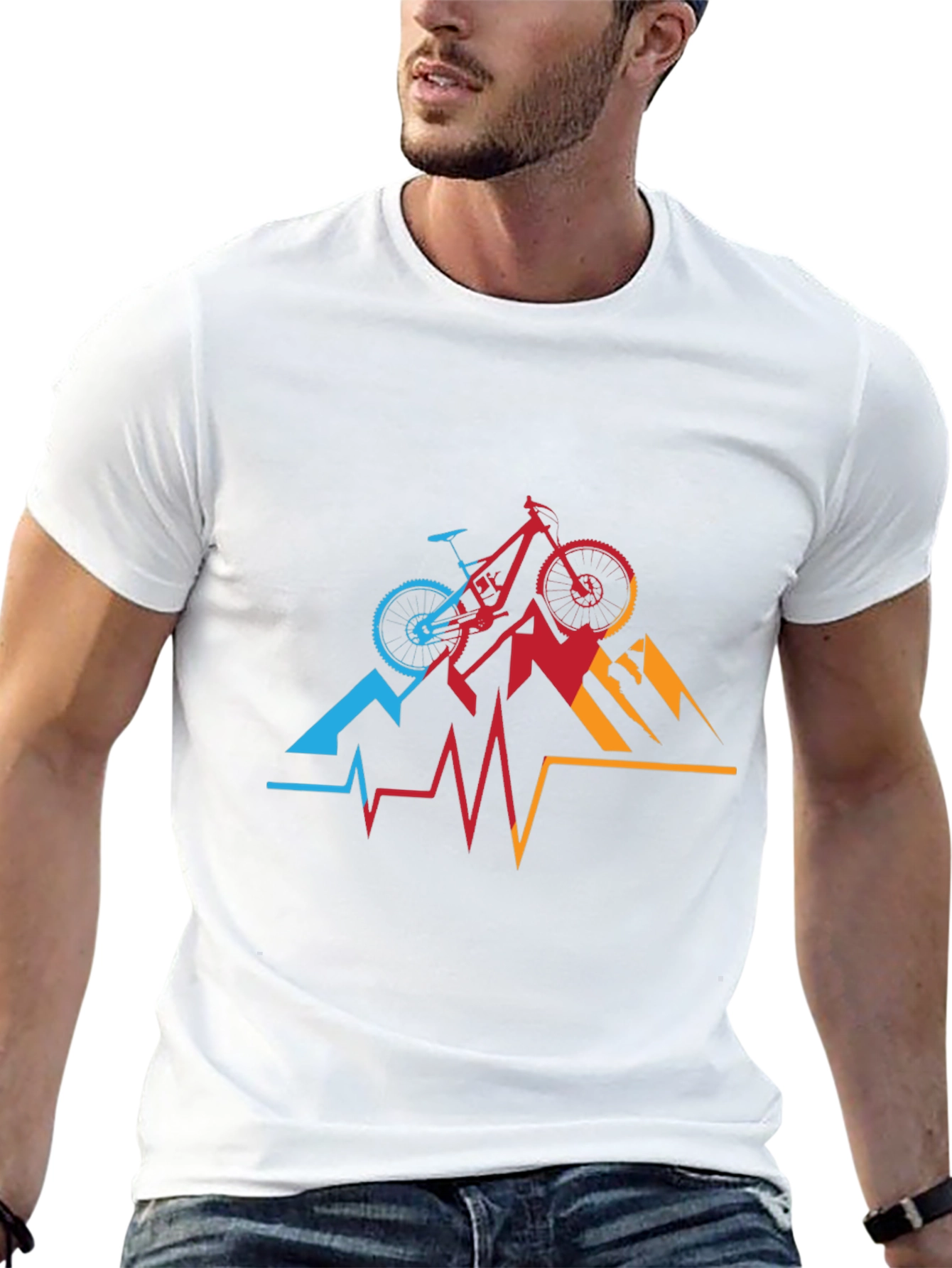 Mountain Biking Heartbeat Graphic Tee