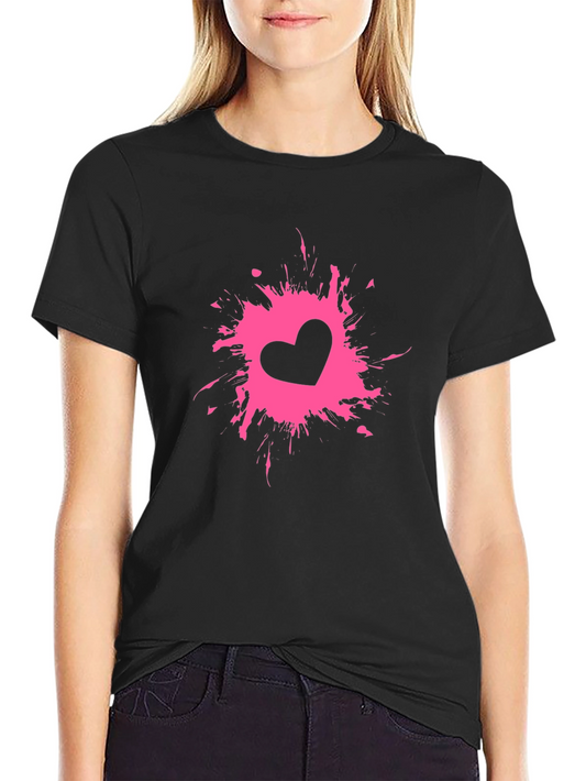 Heart Splash Black Tee - Stylish Graphic Print