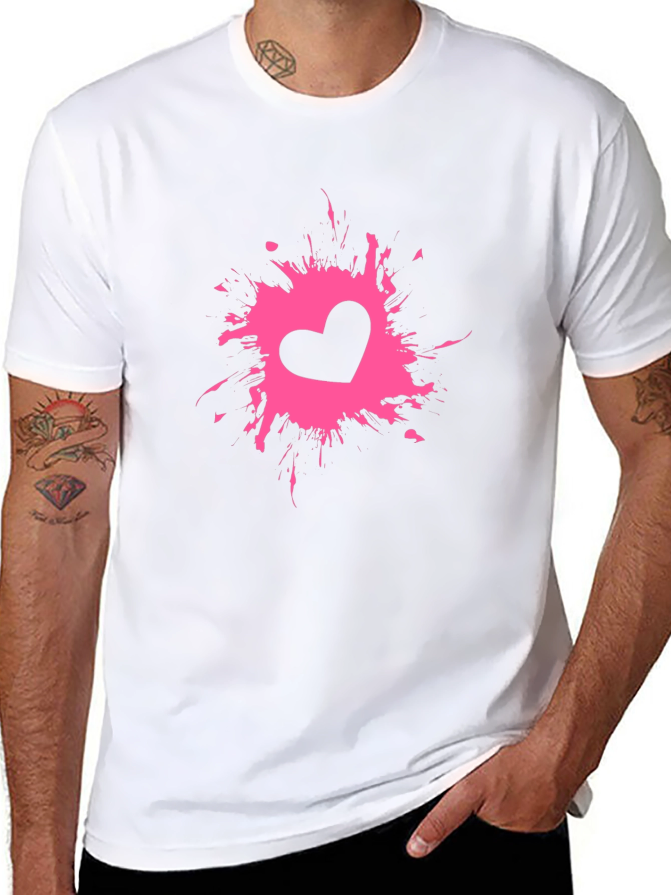 Heart Splash Black Tee - Stylish Graphic Print