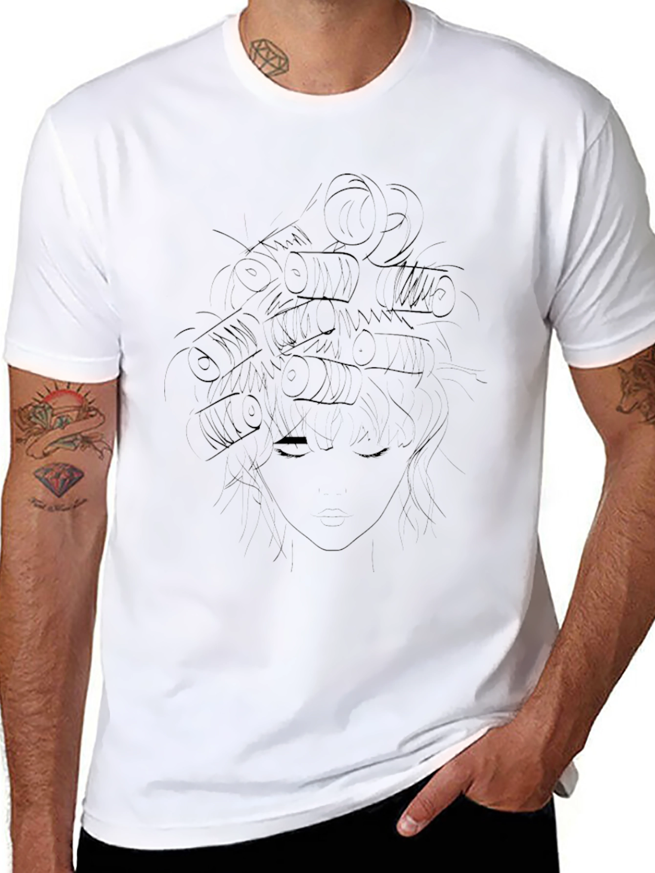 Black Graphic Tee - Curler Design
