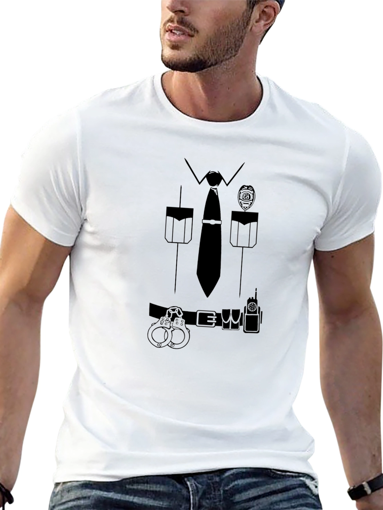 Police Uniform Graphic T-Shirt - Costume Tee
