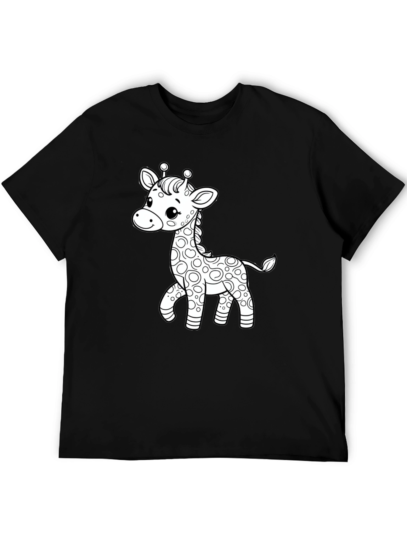 Cute Giraffe Graphic Tee - Black