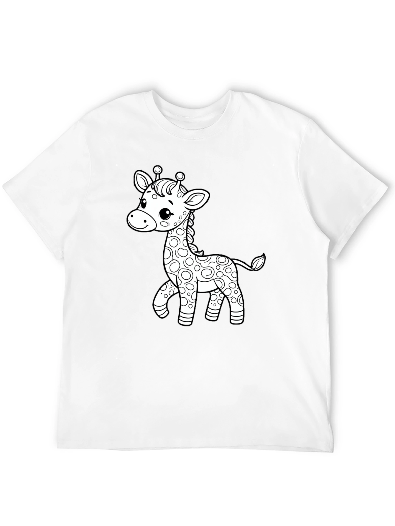 Cute Giraffe Graphic Tee - Black