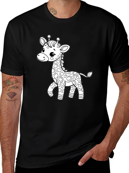 Cute Giraffe Graphic Tee - Black