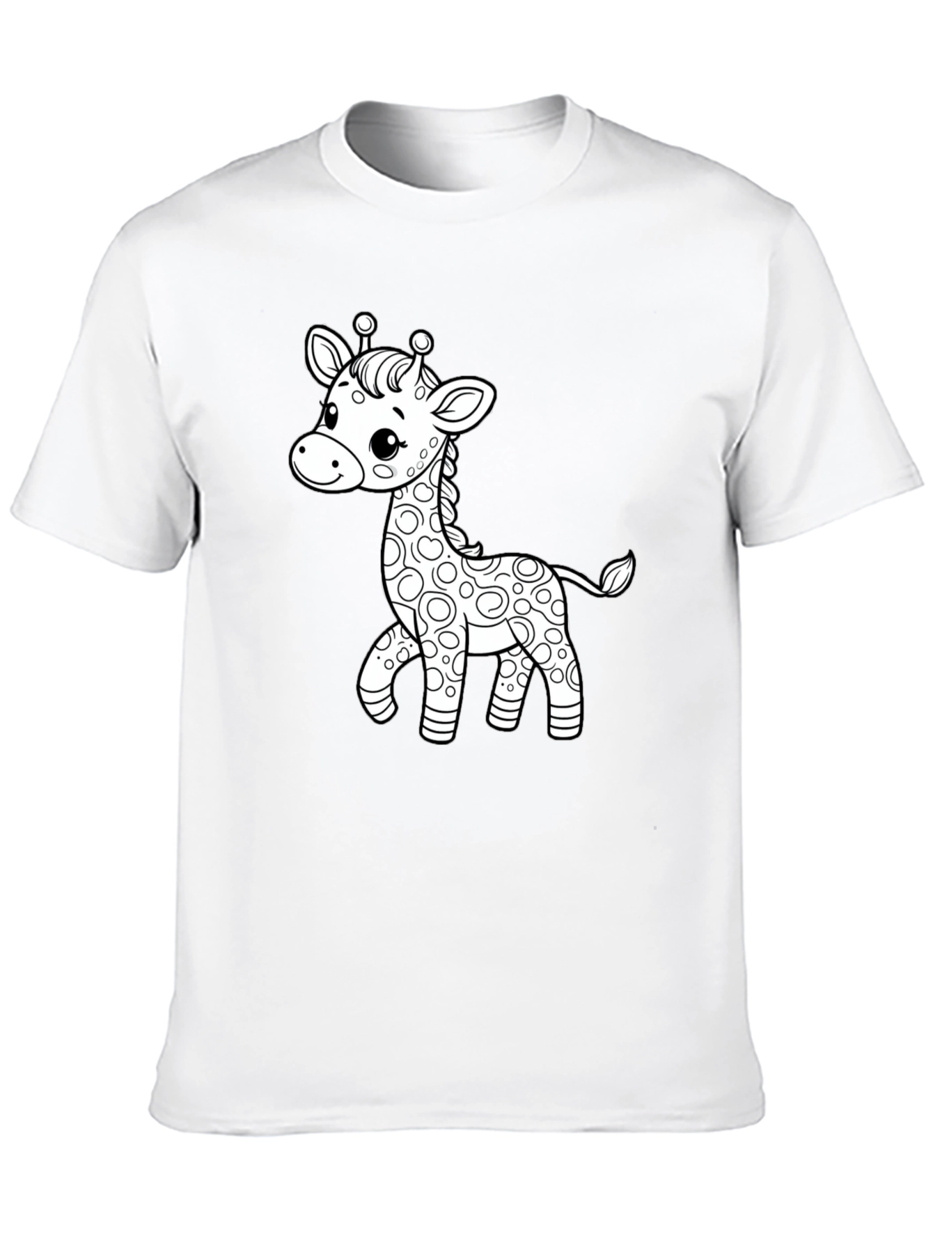 Cute Giraffe Graphic Tee - Black