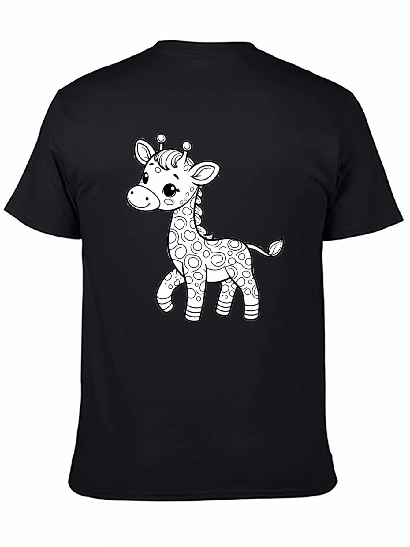 Cute Giraffe Graphic Tee - Black