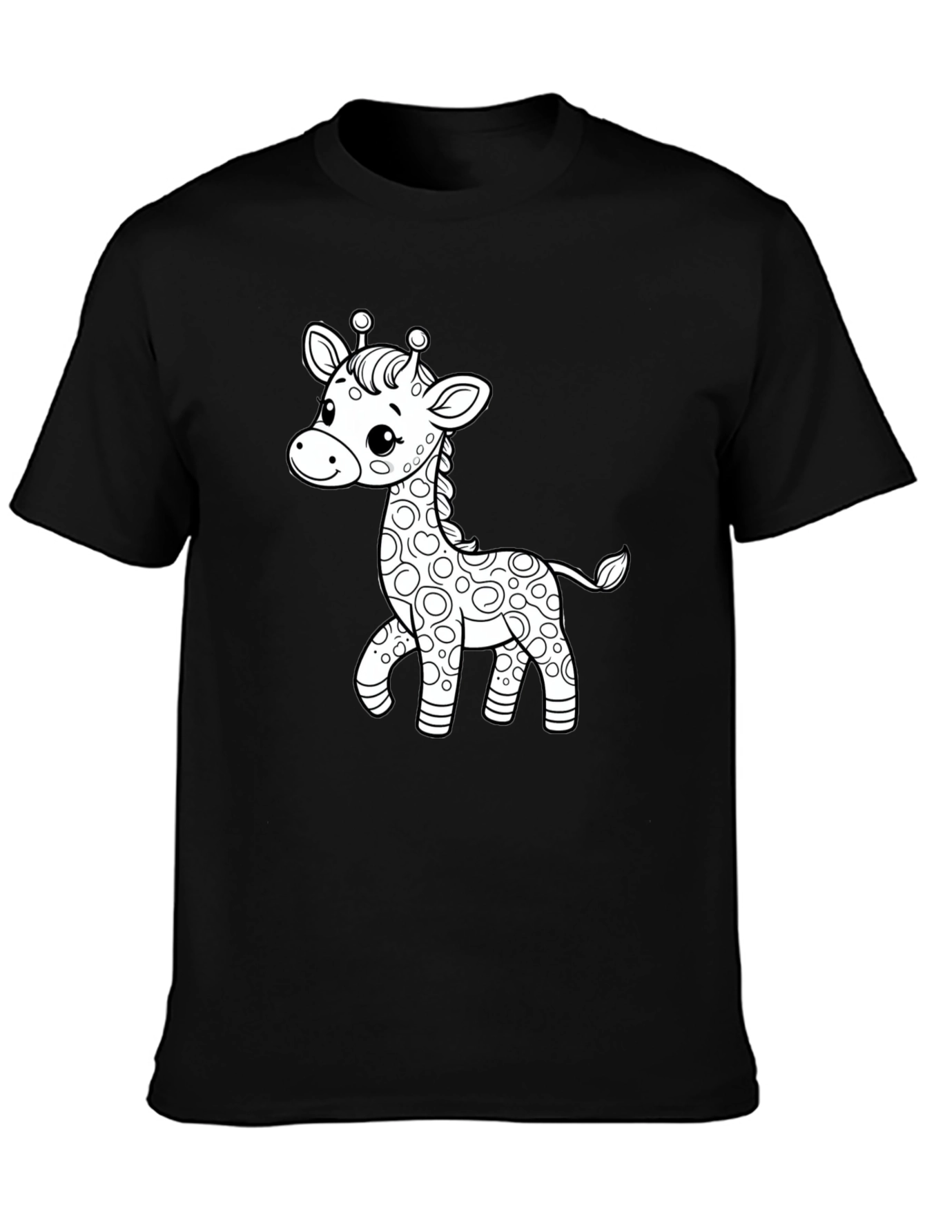 Cute Giraffe Graphic Tee - Black