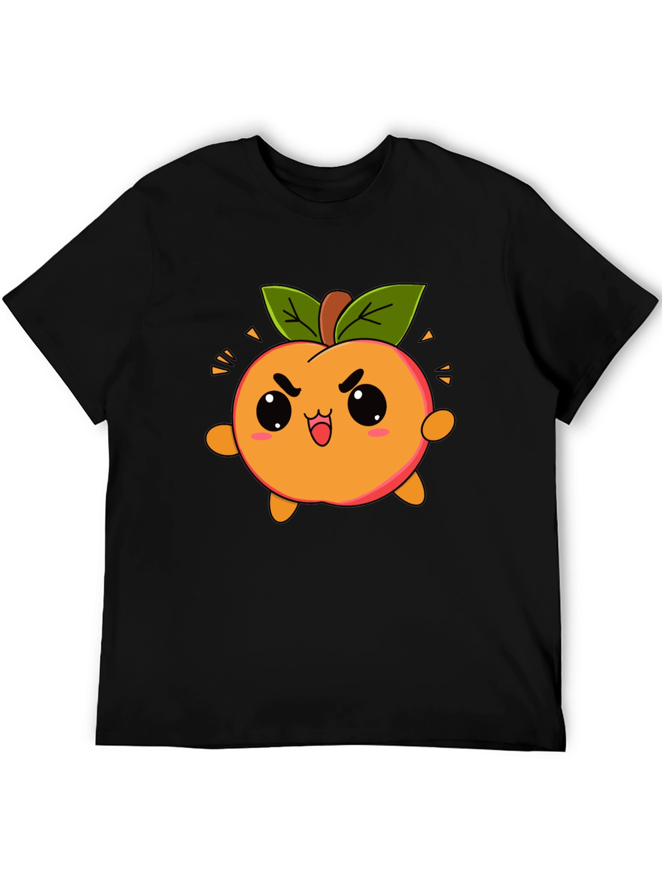 Kawaii Peach Graphic Tee - Cute Cartoon Fruit Shirt