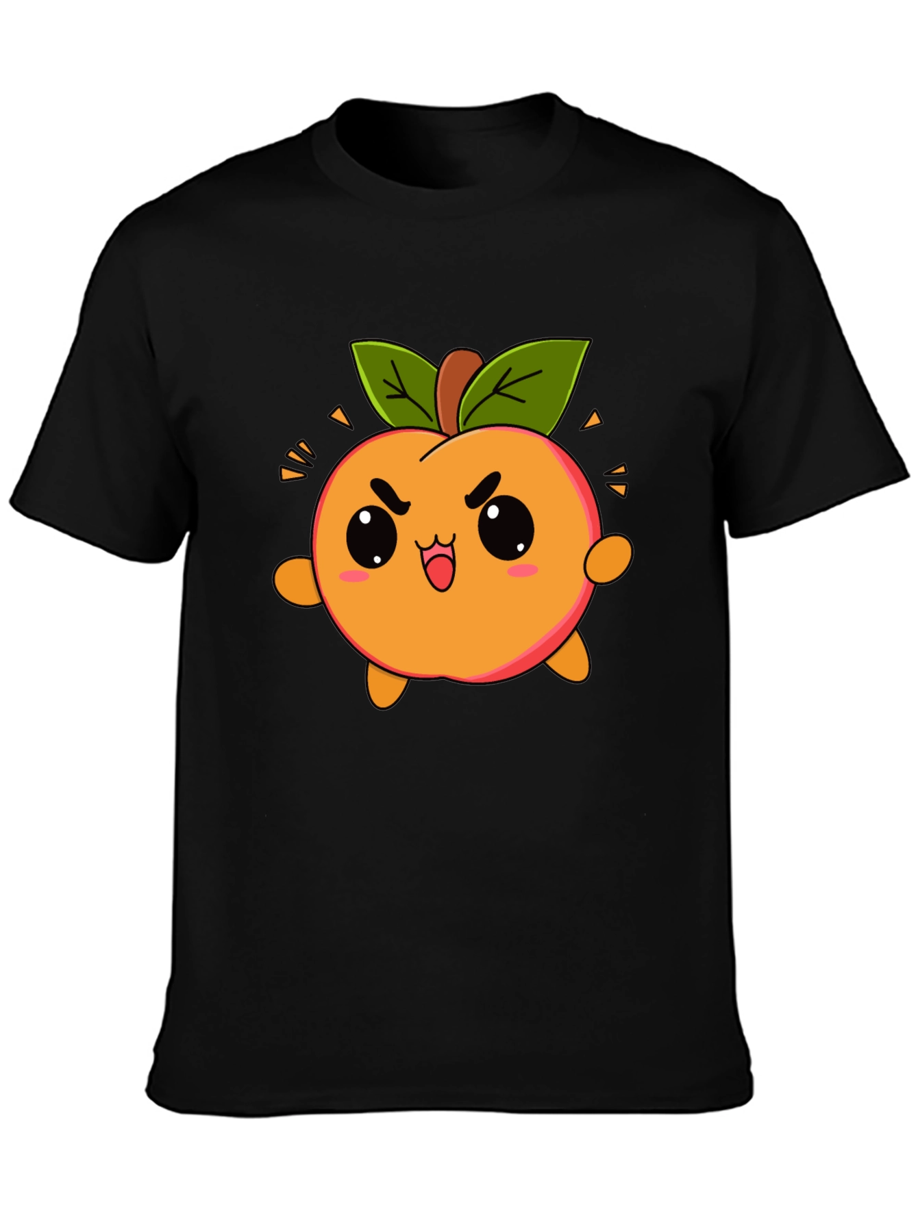 Kawaii Peach Graphic Tee - Cute Cartoon Fruit Shirt