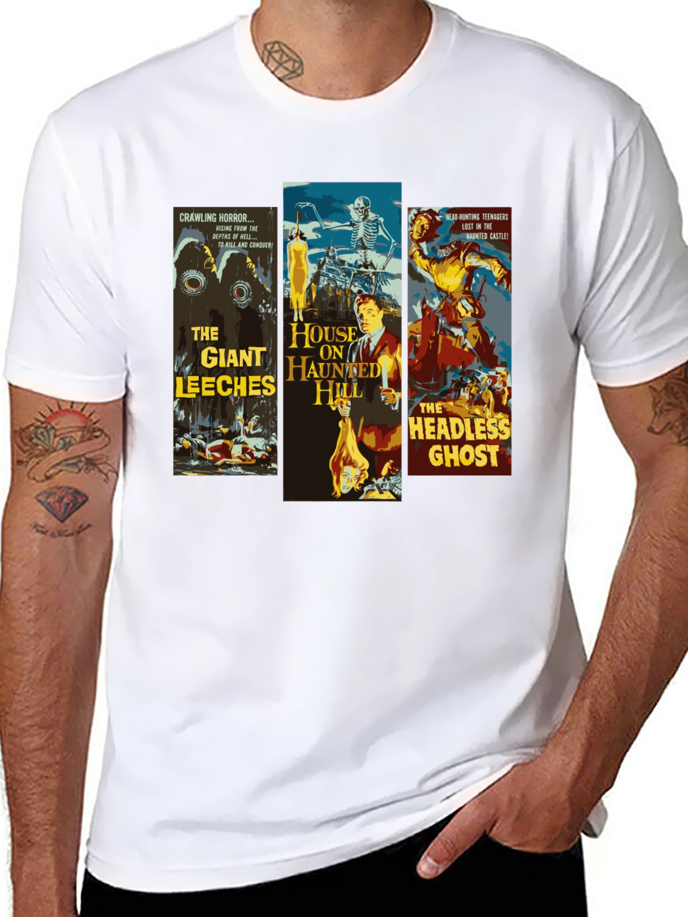 Horror Movie Poster Collage Graphic T-Shirt