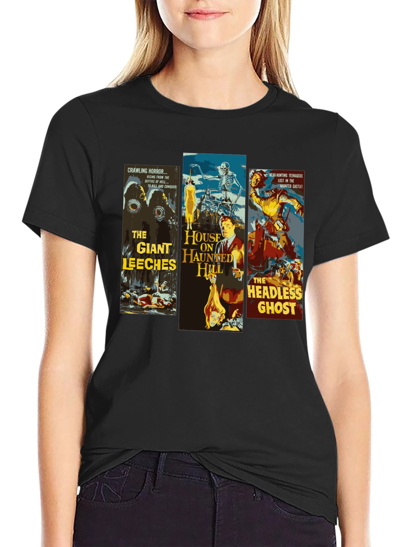 Horror Movie Poster Collage Graphic T-Shirt