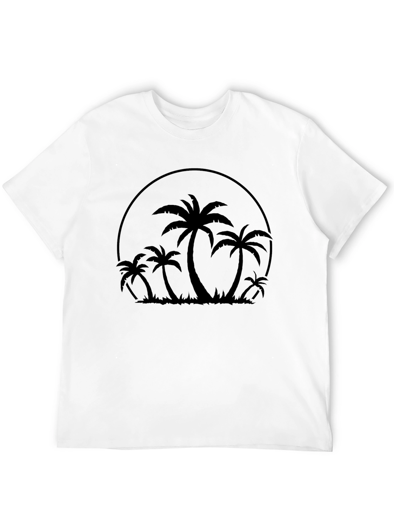 Tropical Palm Tree Graphic T-Shirt - Black