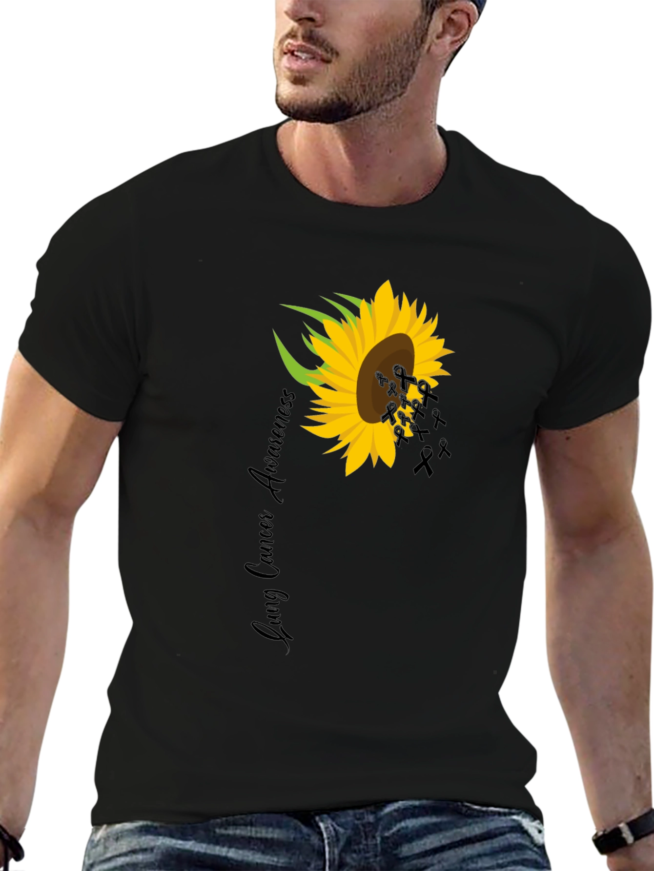 Lung Cancer Awareness Sunflower Ribbon T-Shirt