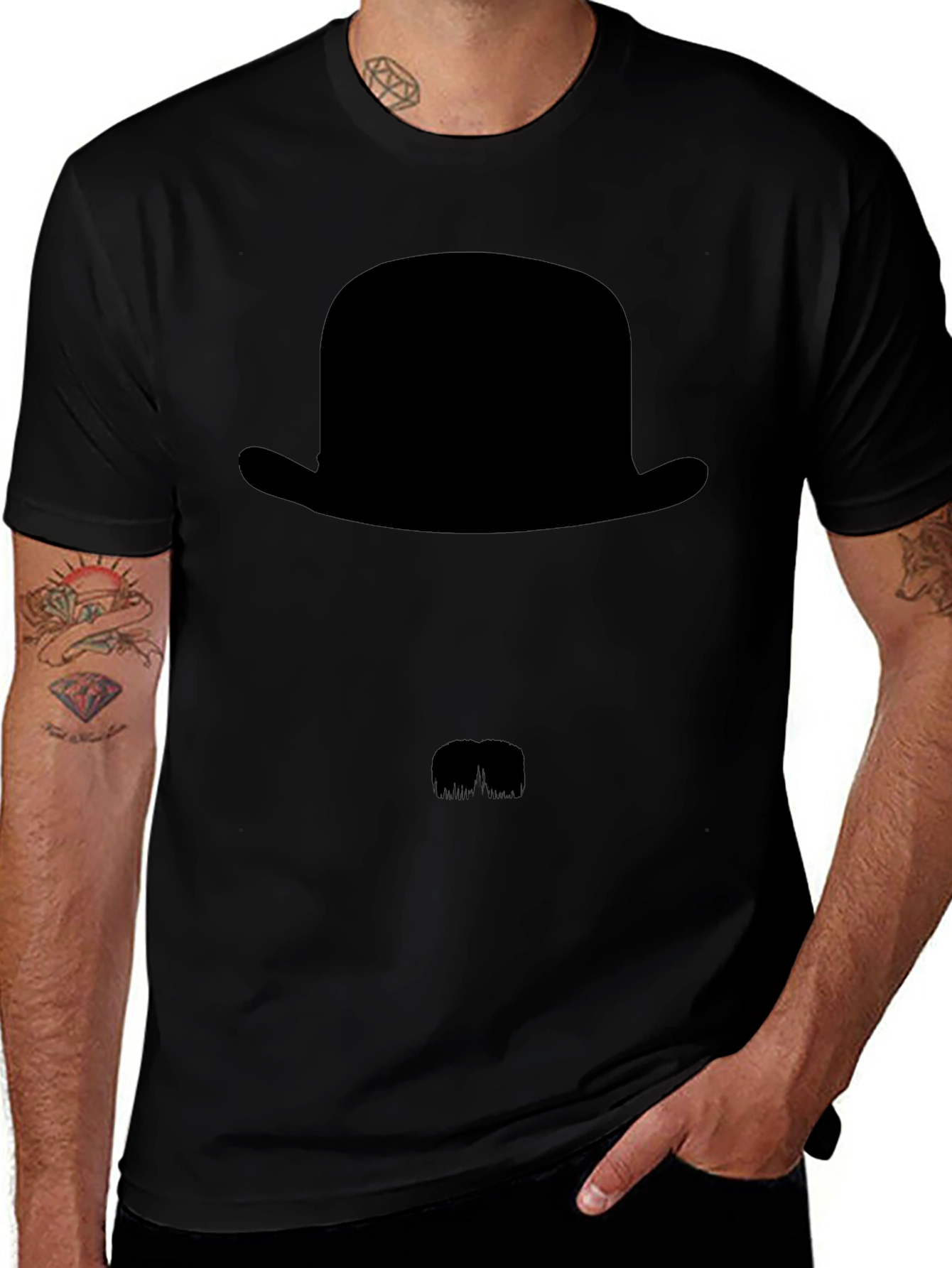 Mens Black Bowler Hat Graphic Tee