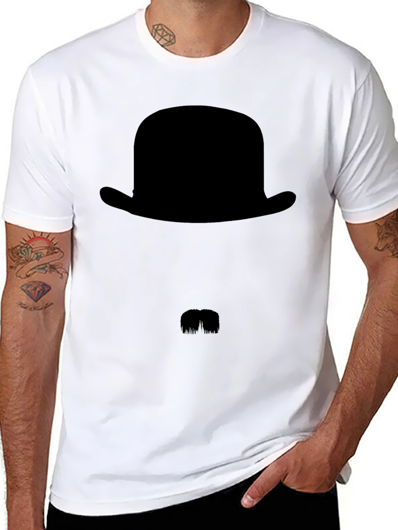 Mens Black Bowler Hat Graphic Tee