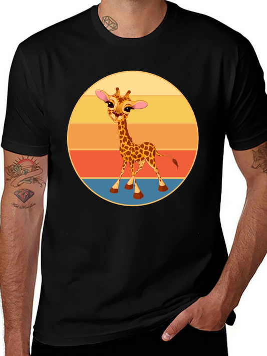 Cute Giraffe Sunset Graphic T-Shirt