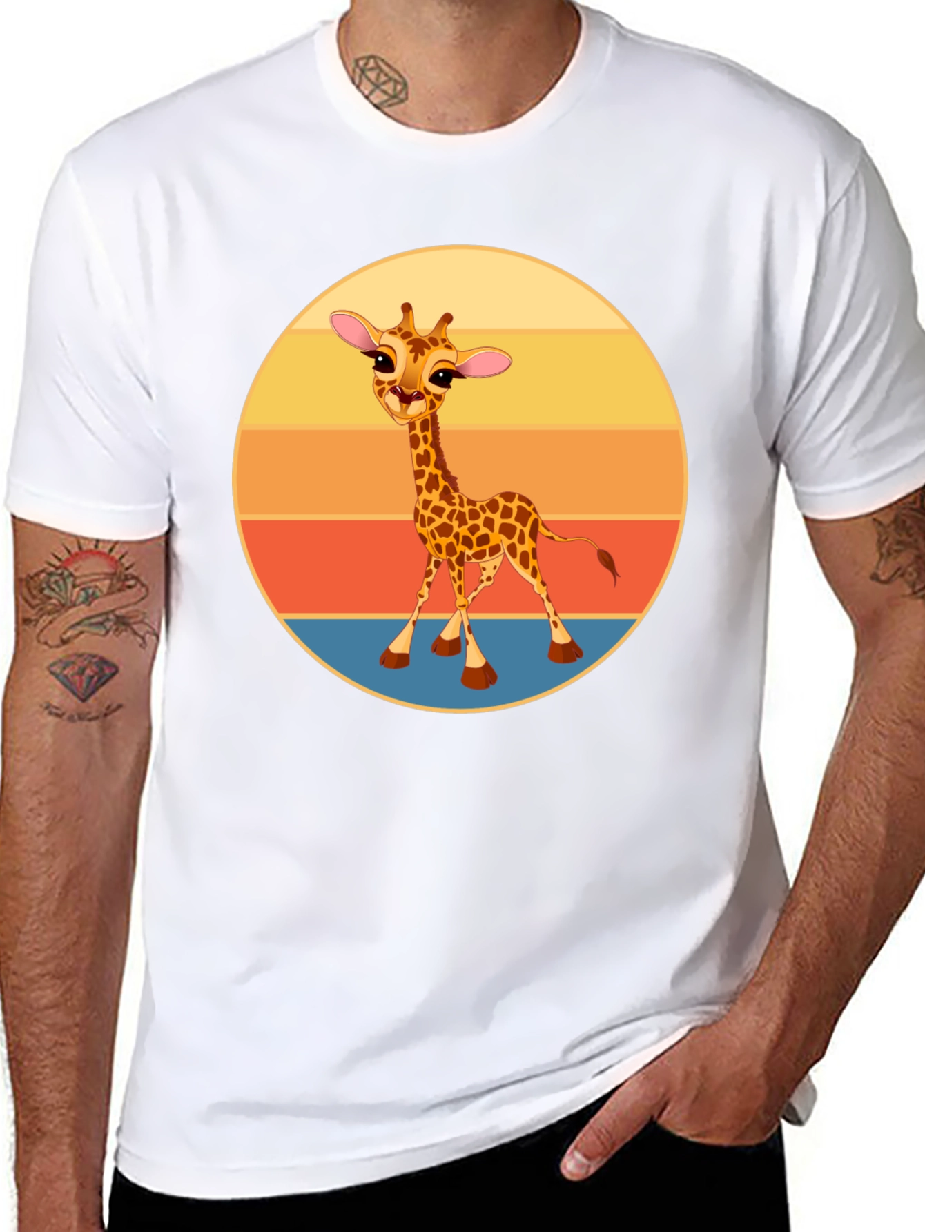 Cute Giraffe Sunset Graphic T-Shirt