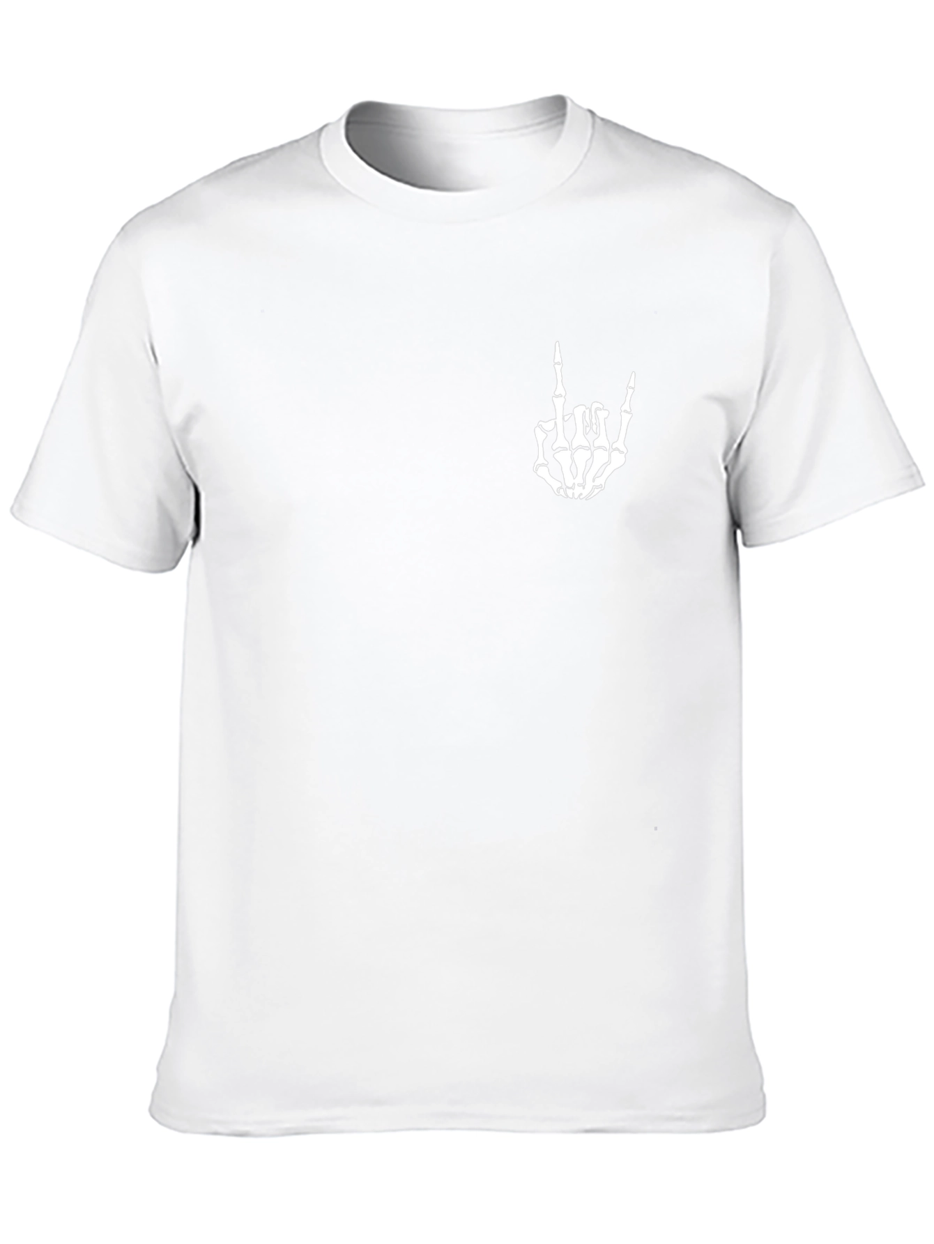 Black Graphic Tee - Skeleton Hand Rock On Sign