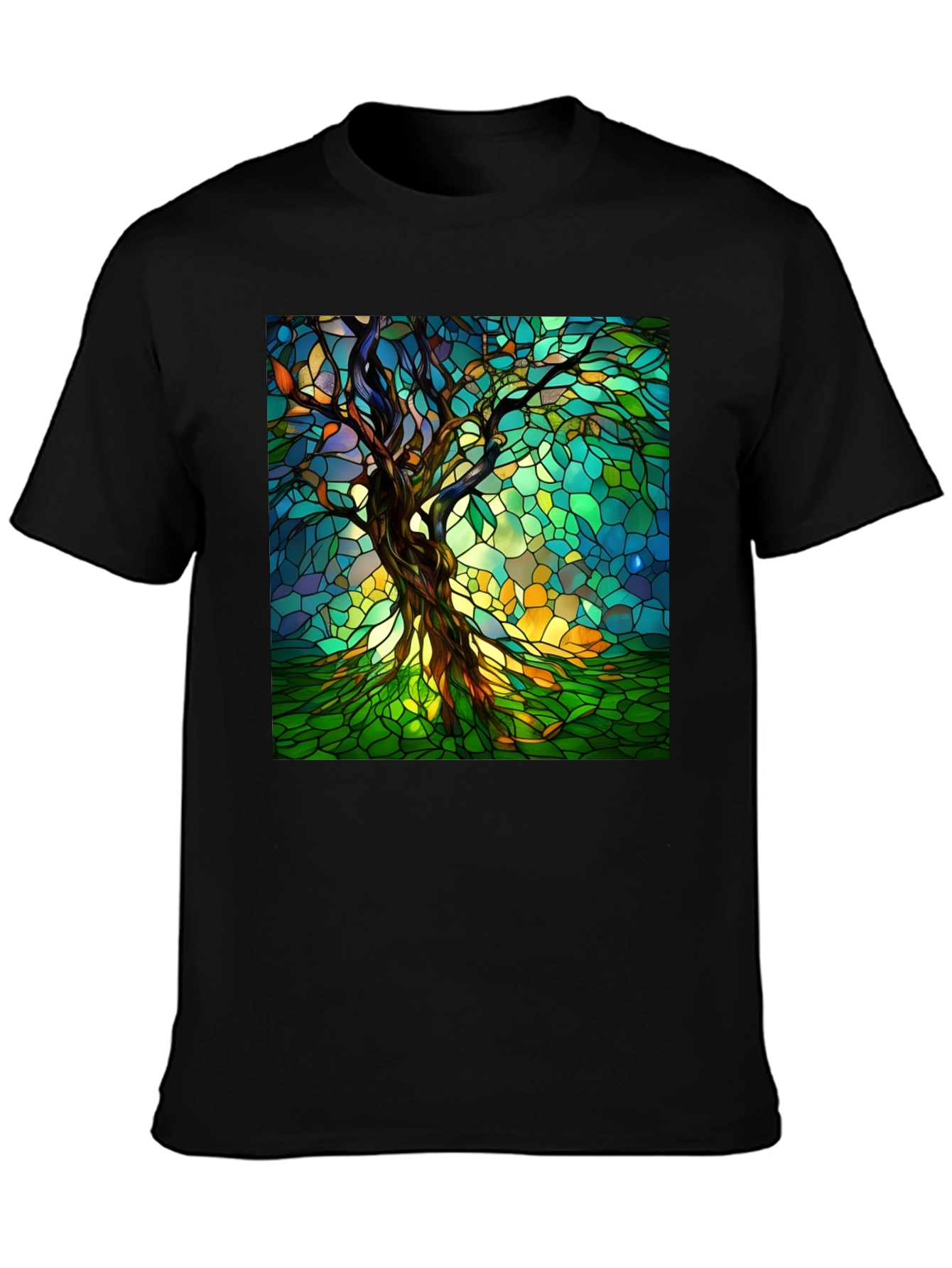 Stained Glass Tree Graphic T-Shirt