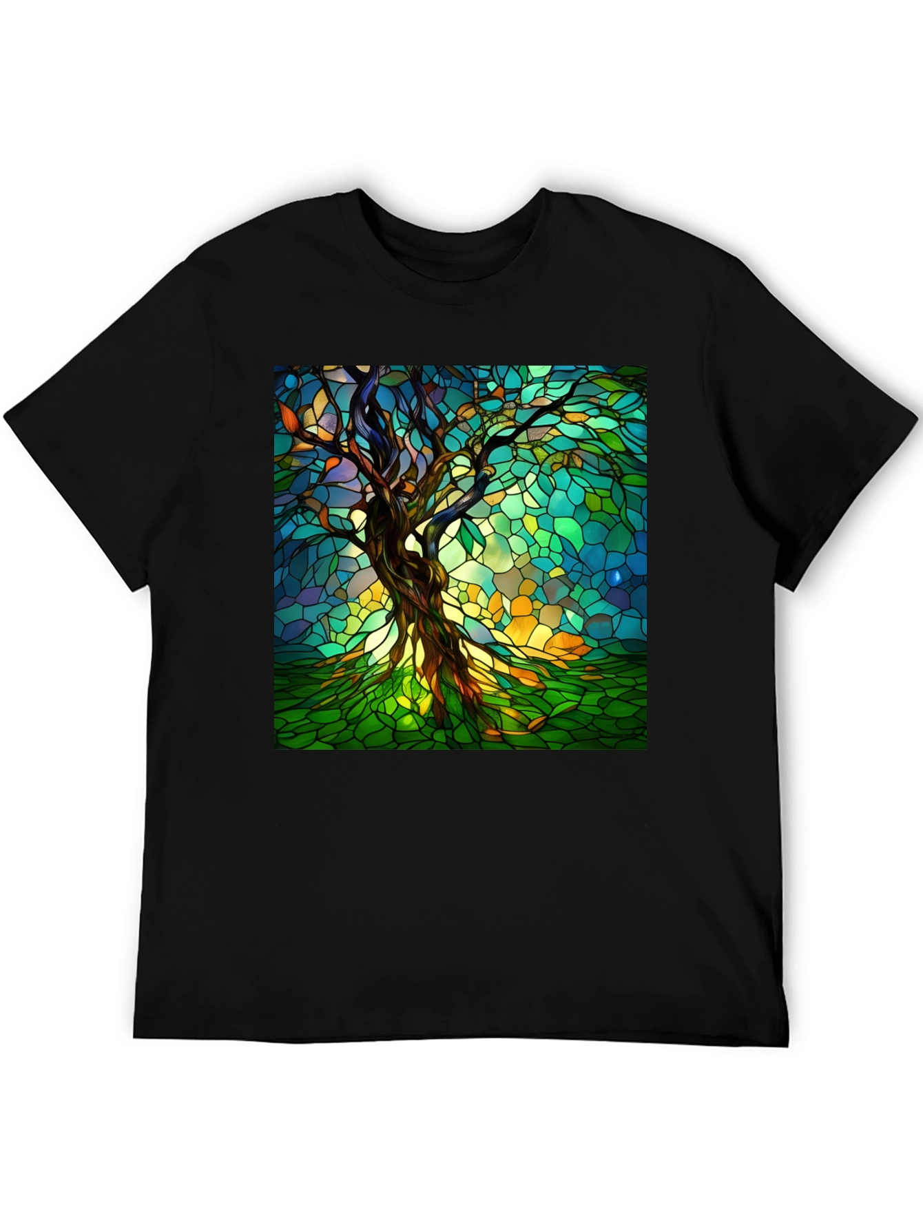 Stained Glass Tree Graphic T-Shirt