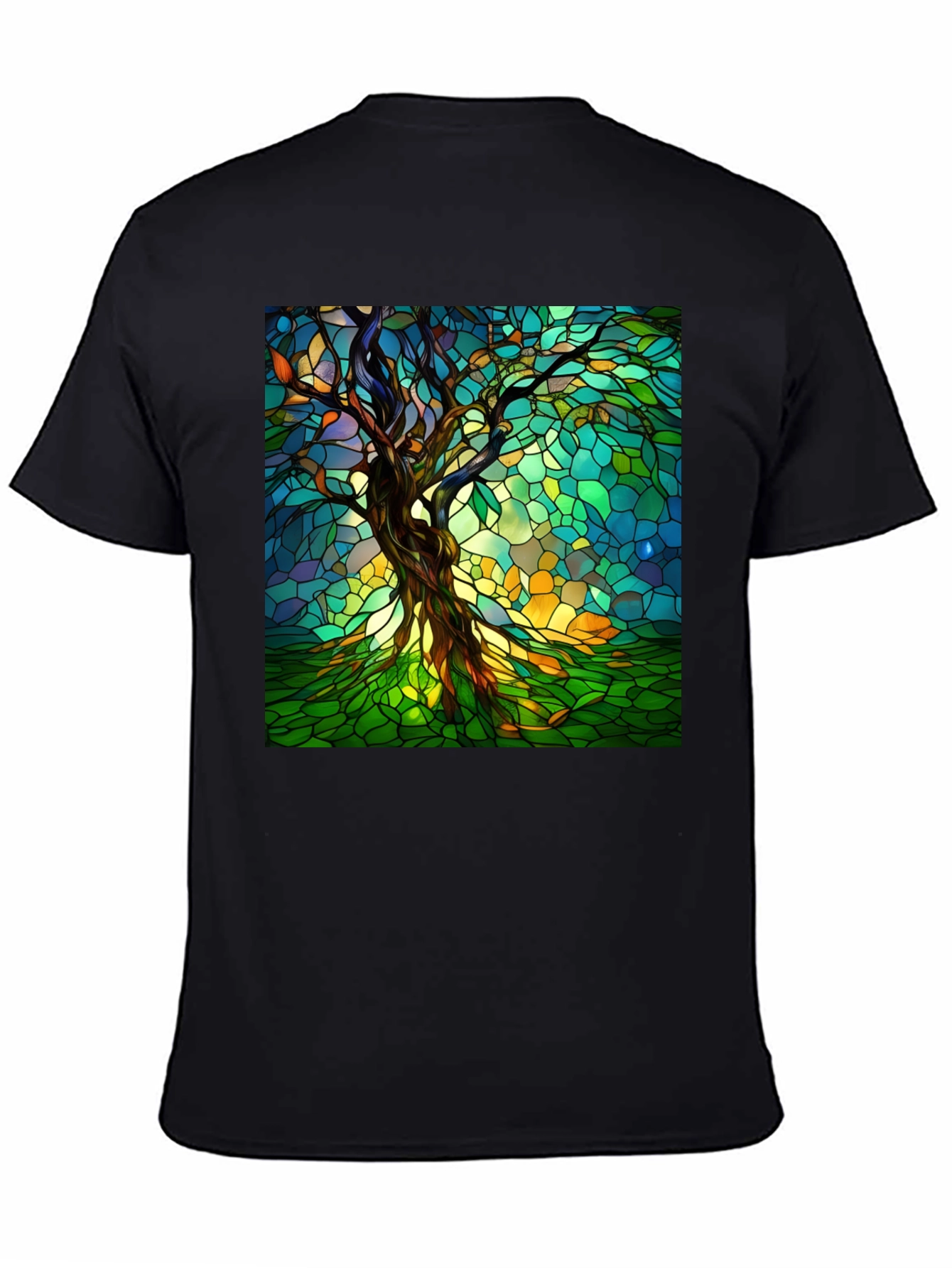 Stained Glass Tree Graphic T-Shirt