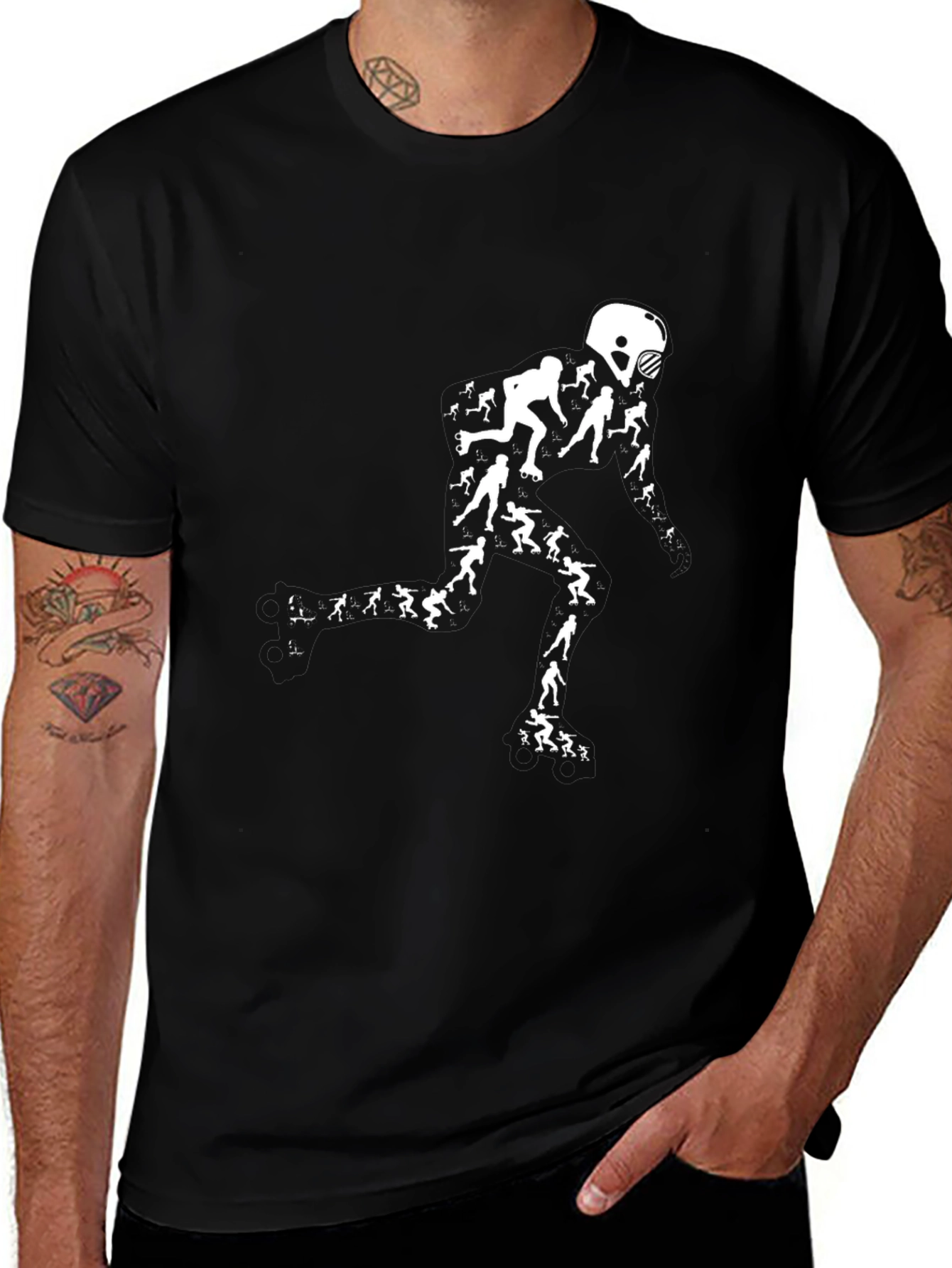 Roller Skate Enthusiast Graphic Tee - Black Cotton