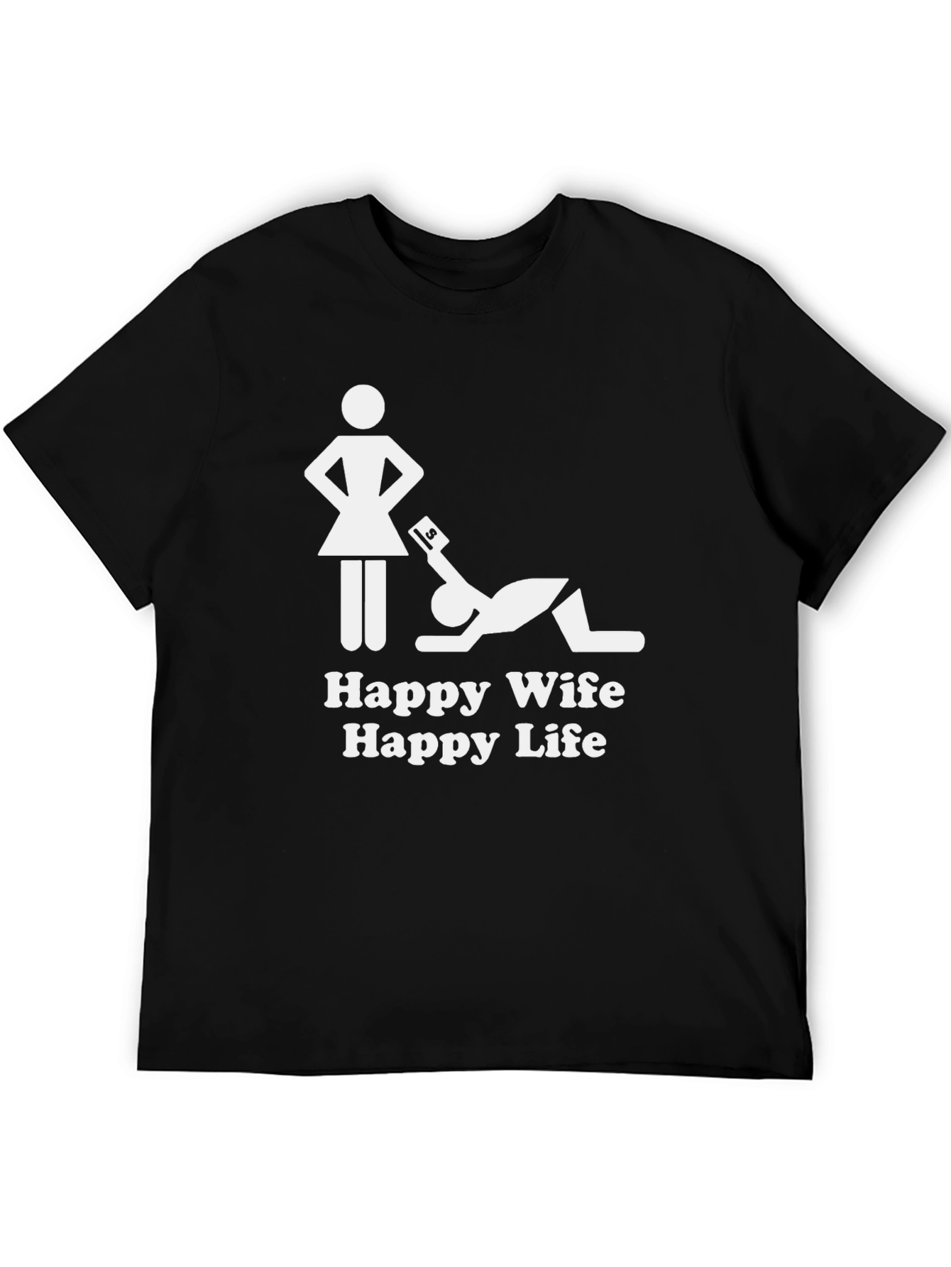 Happy Wife Happy Life T-Shirt - Black Graphic Tee