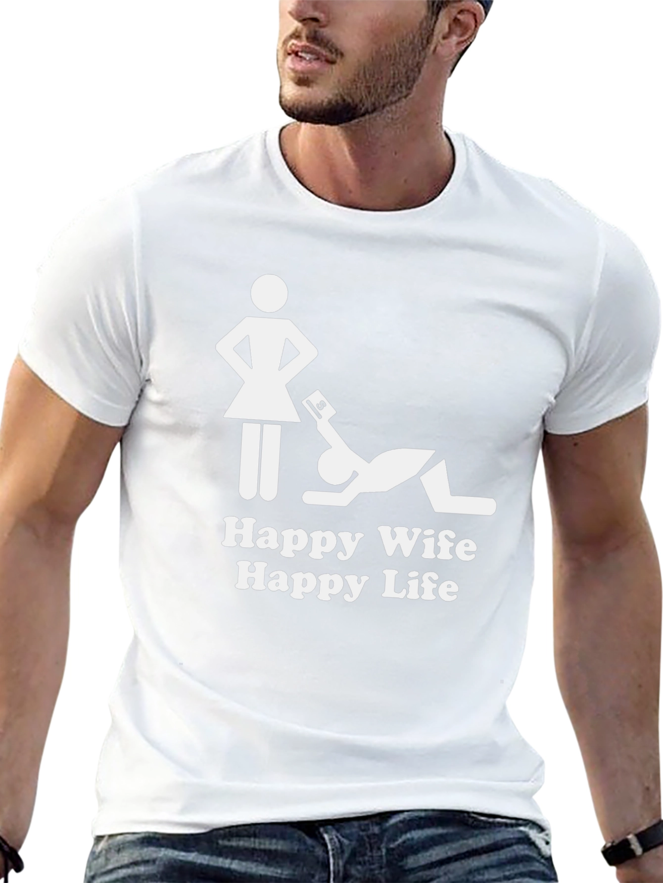 Happy Wife Happy Life T-Shirt - Black Graphic Tee