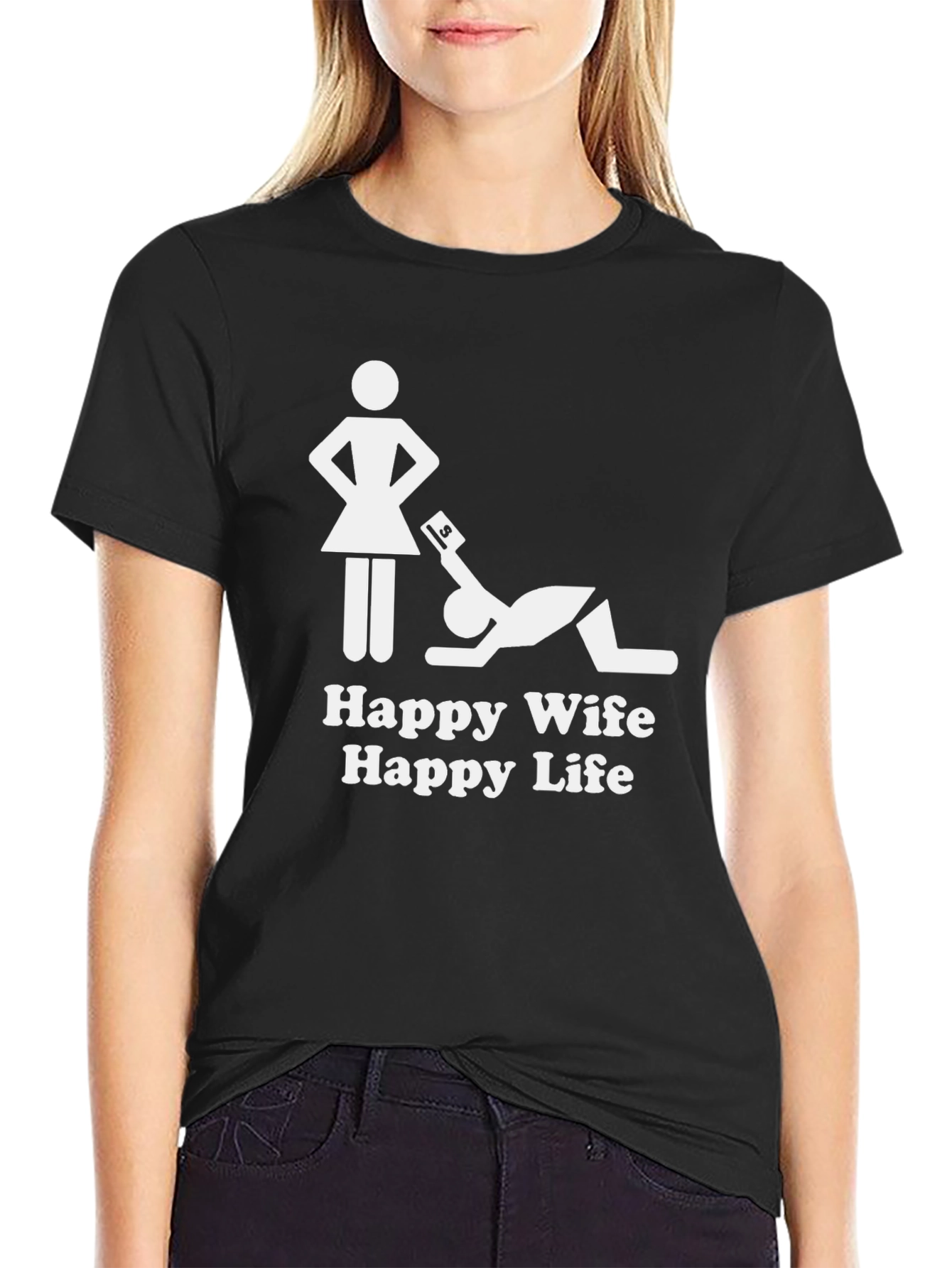 Happy Wife Happy Life T-Shirt - Black Graphic Tee