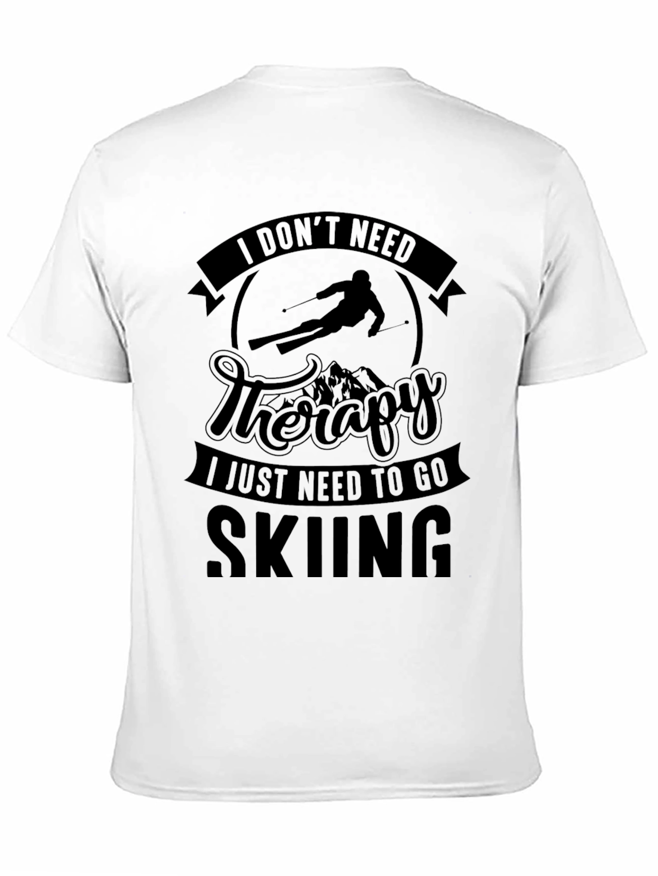 Skiing Therapy Black Graphic Tee
