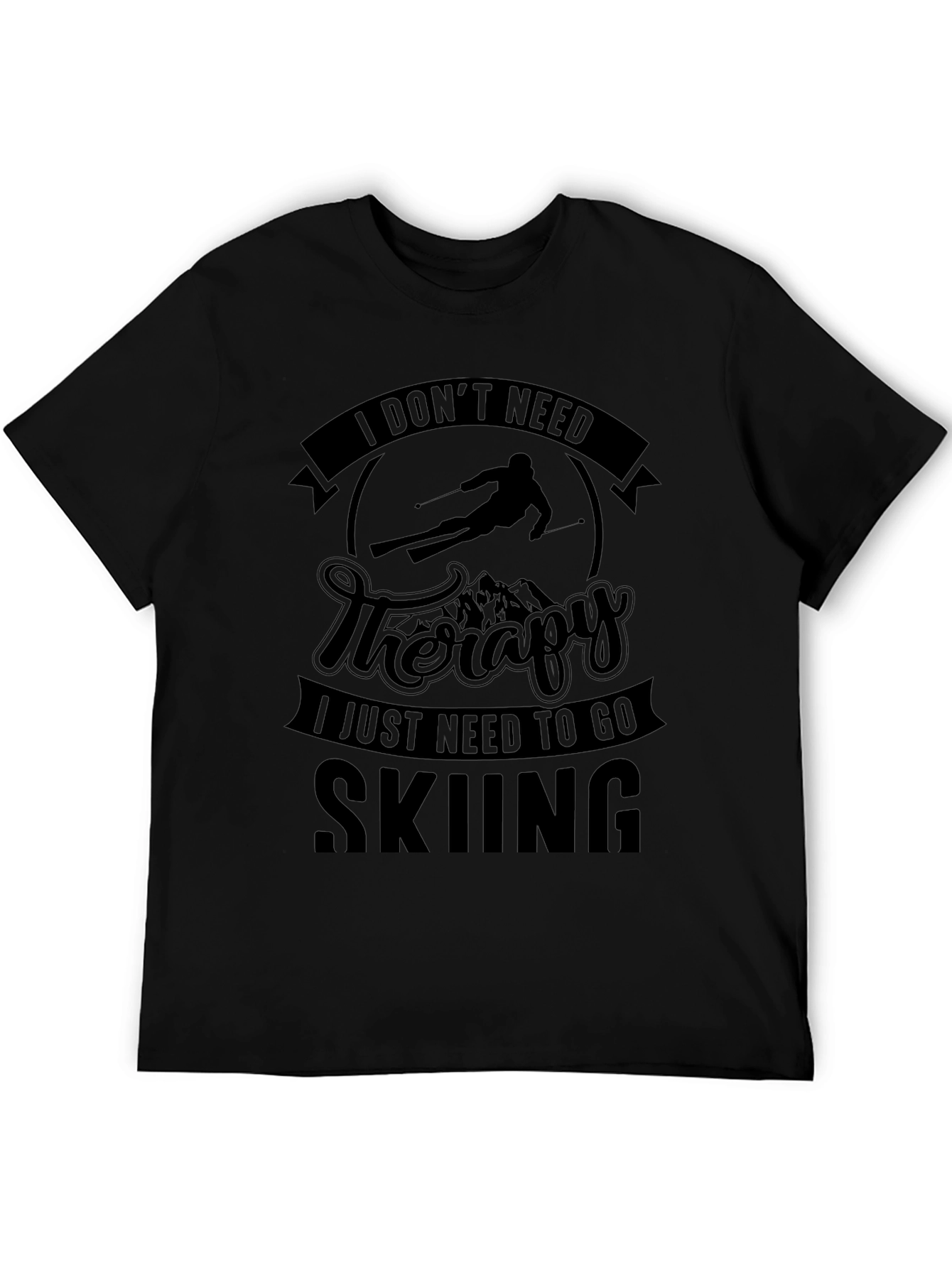 Skiing Therapy Black Graphic Tee