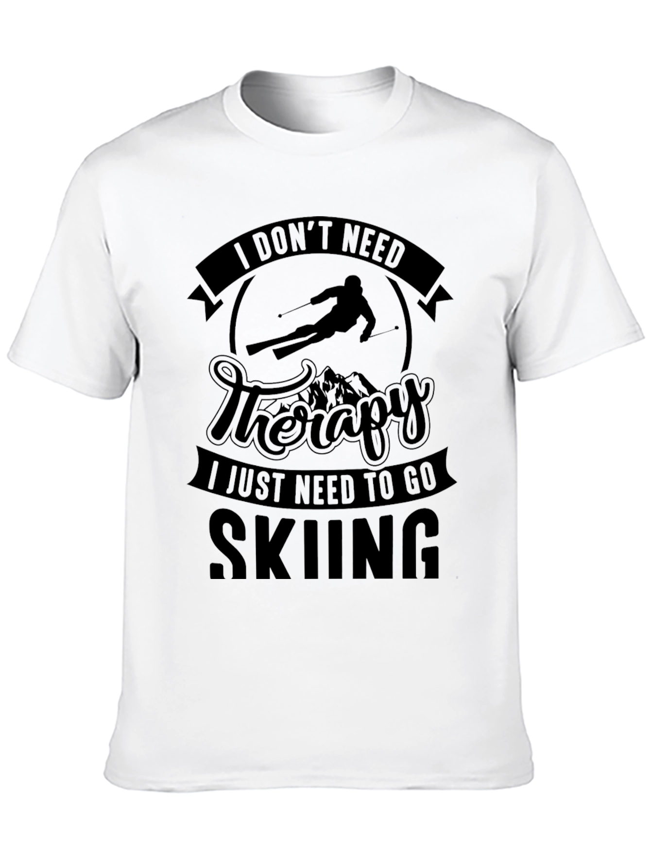 Skiing Therapy Black Graphic Tee