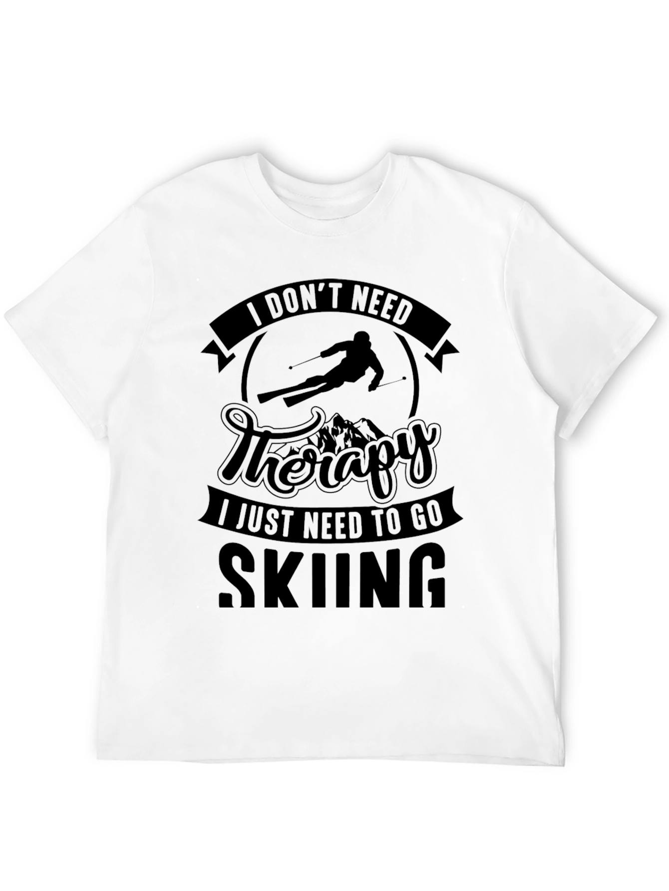 Skiing Therapy Black Graphic Tee