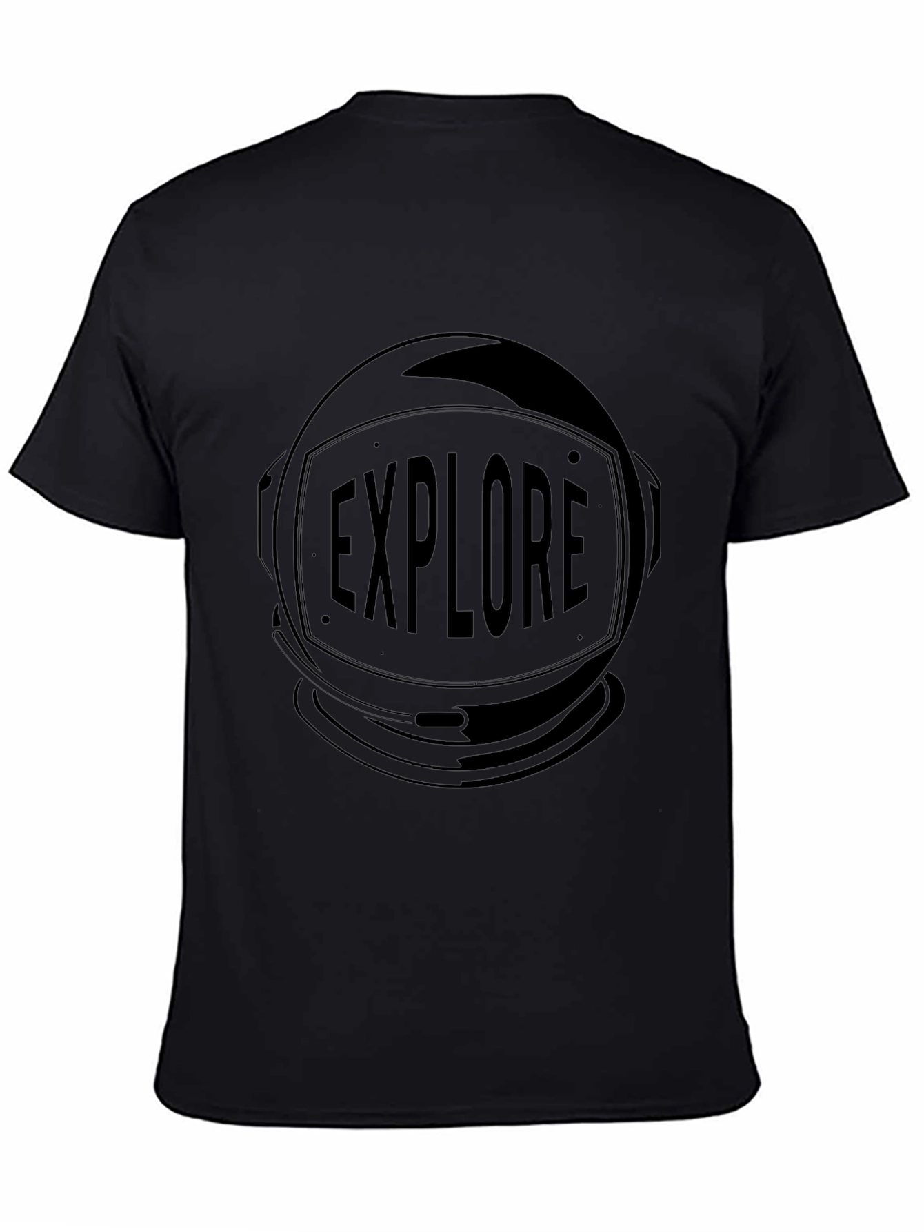 Explore Astronaut Helmet Graphic Black T-Shirt