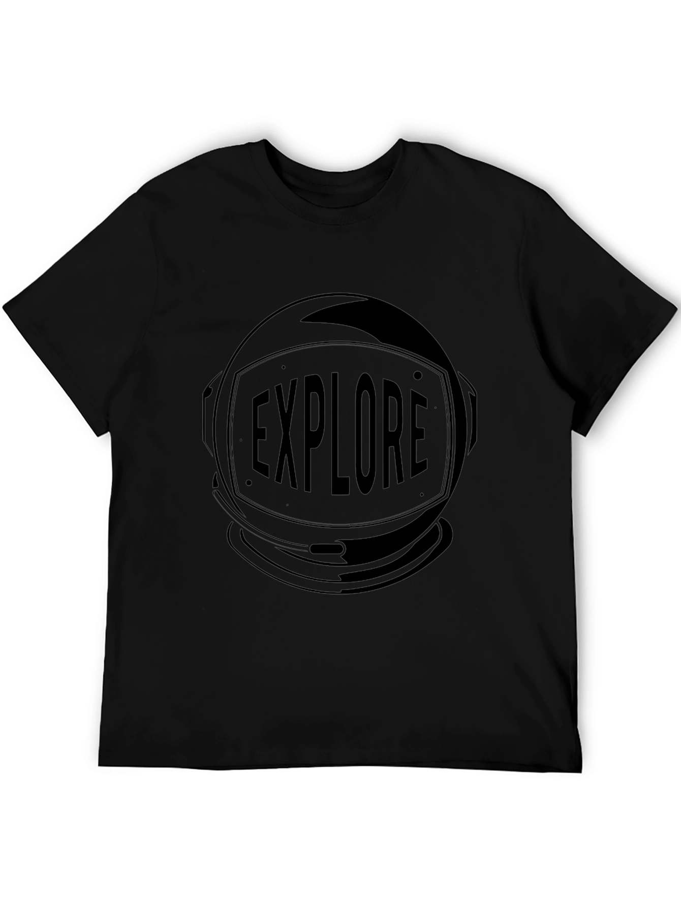 Explore Astronaut Helmet Graphic Black T-Shirt