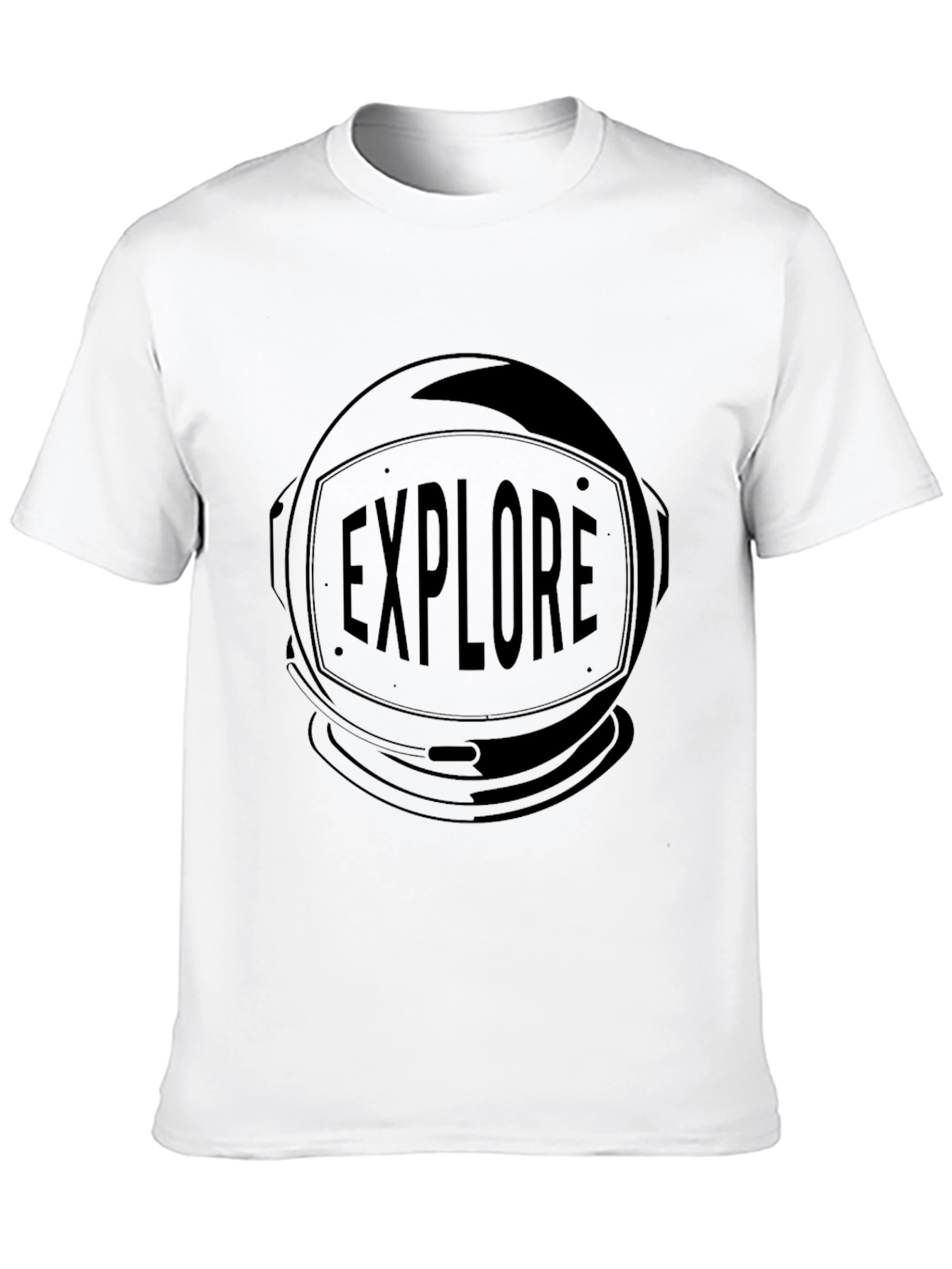 Explore Astronaut Helmet Graphic Black T-Shirt