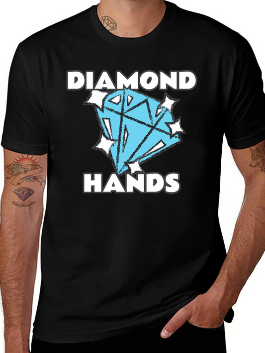 Diamond Hands Graphic Tee - Trendy Stock Market Apparel