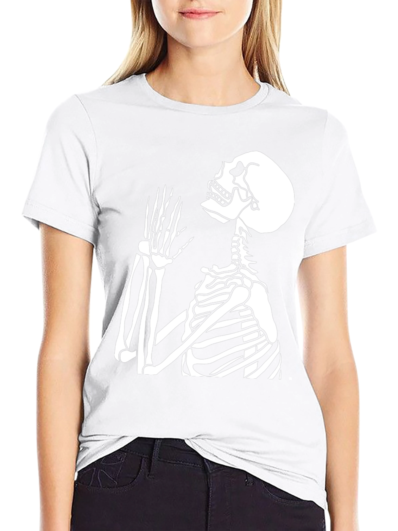 Skeleton Graphic T-Shirt - Black Crew Neck Tee