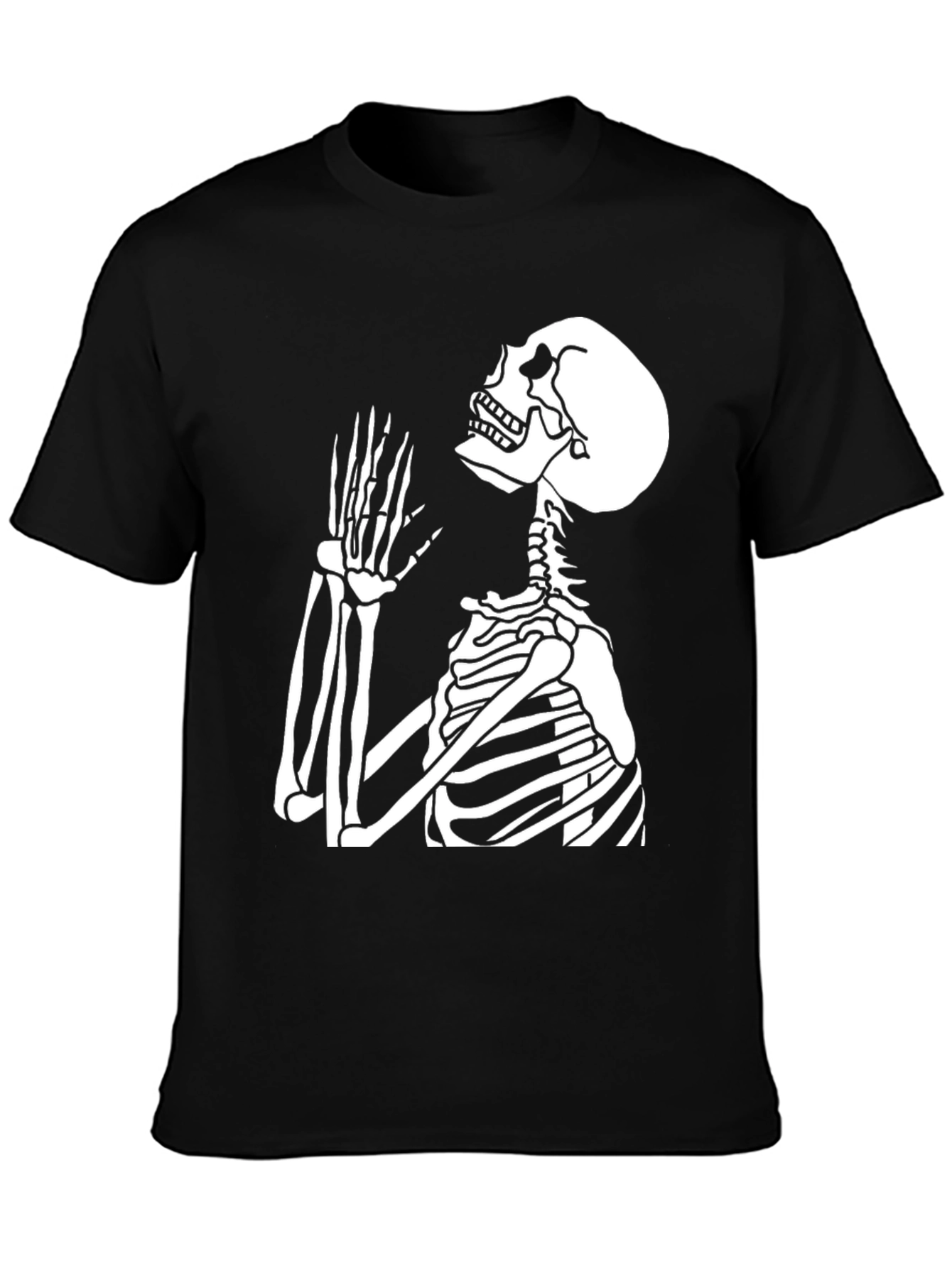 Skeleton Graphic T-Shirt - Black Crew Neck Tee