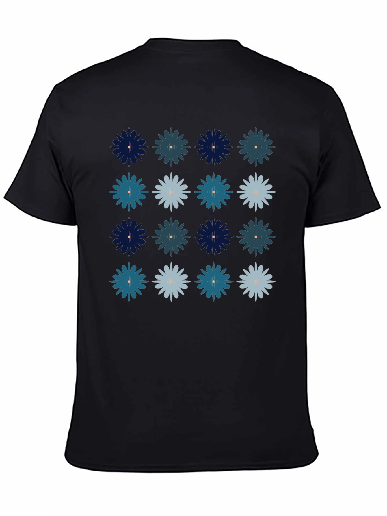 Floral Pattern Mens Black T-Shirt