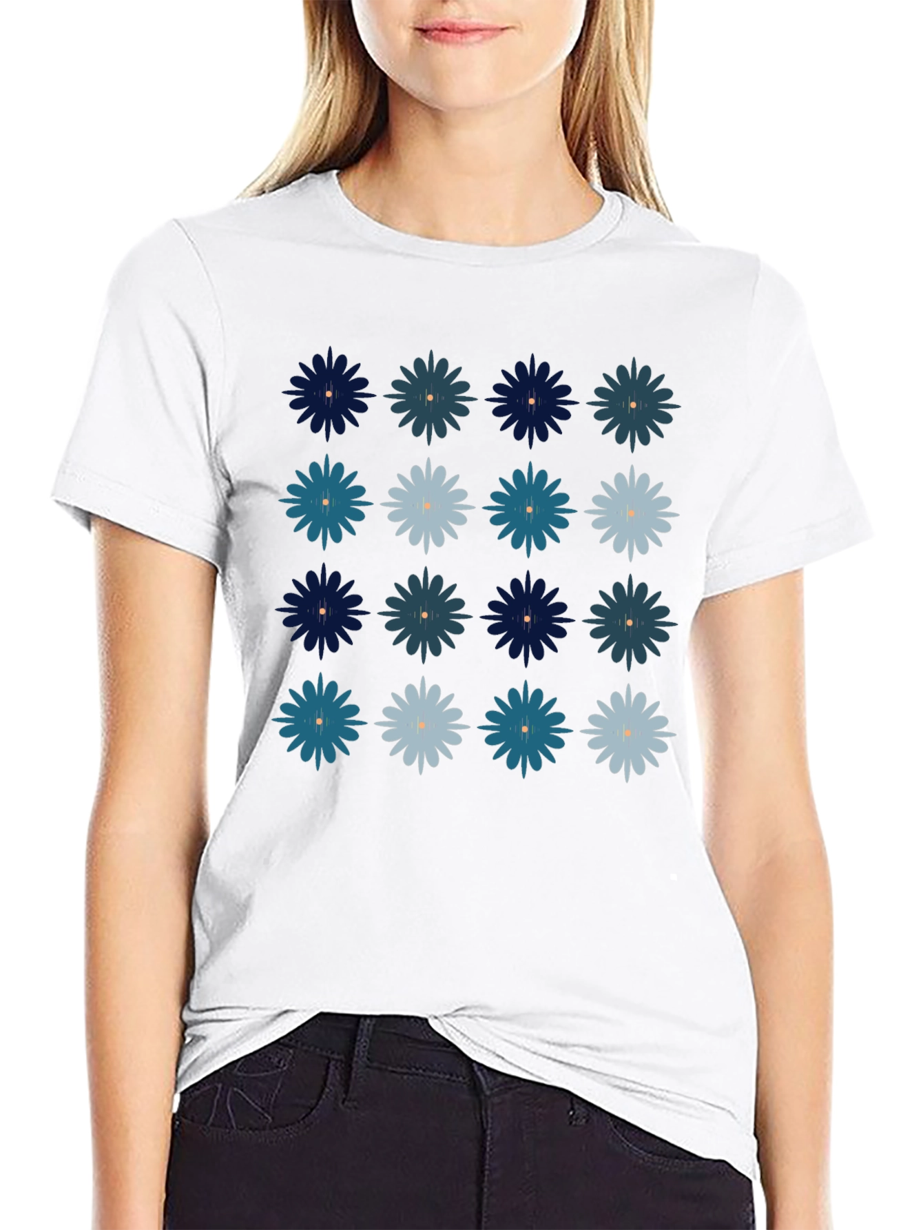 Floral Pattern Mens Black T-Shirt