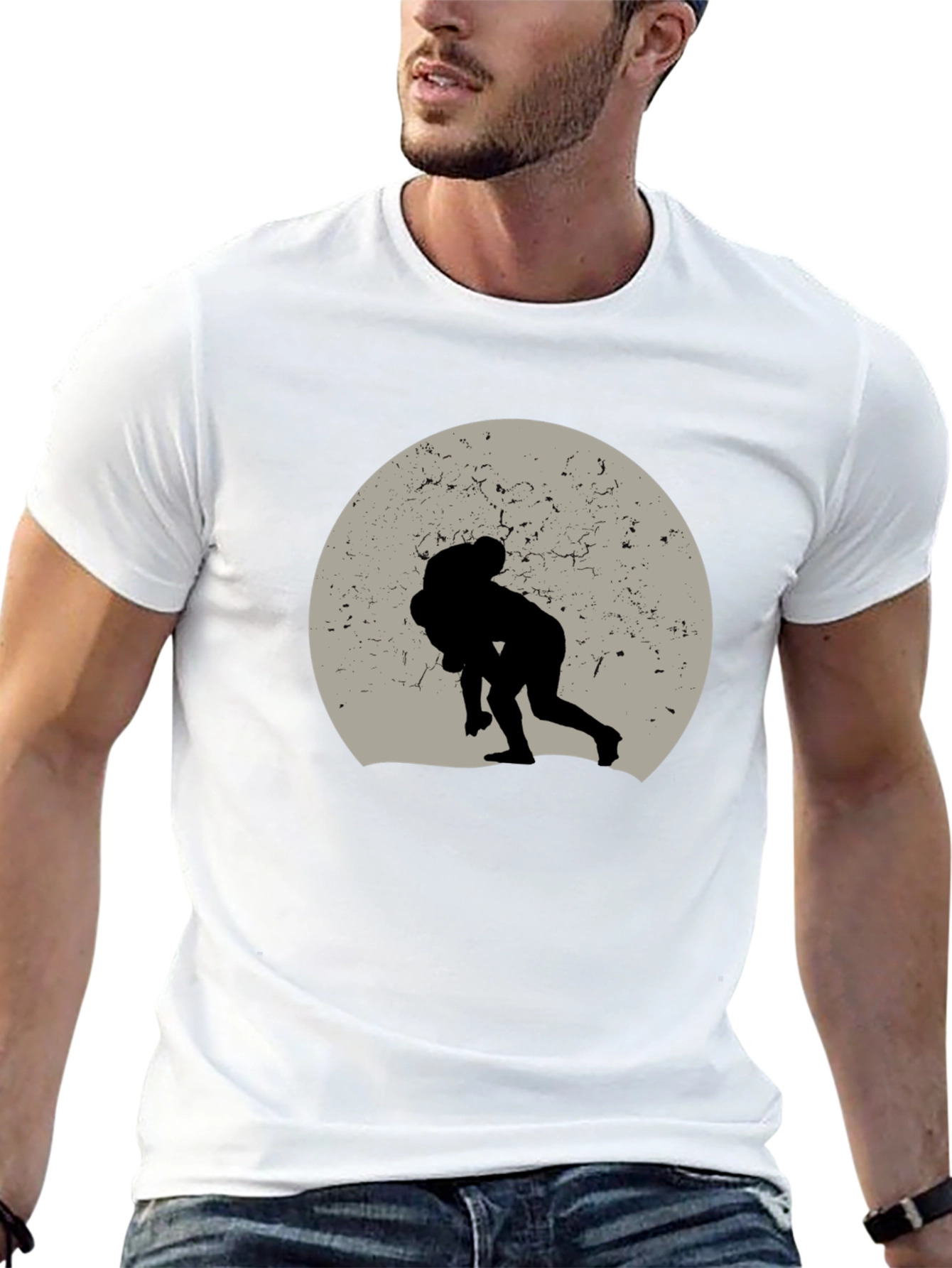 Wrestling Silhouette Graphic Tee - Black