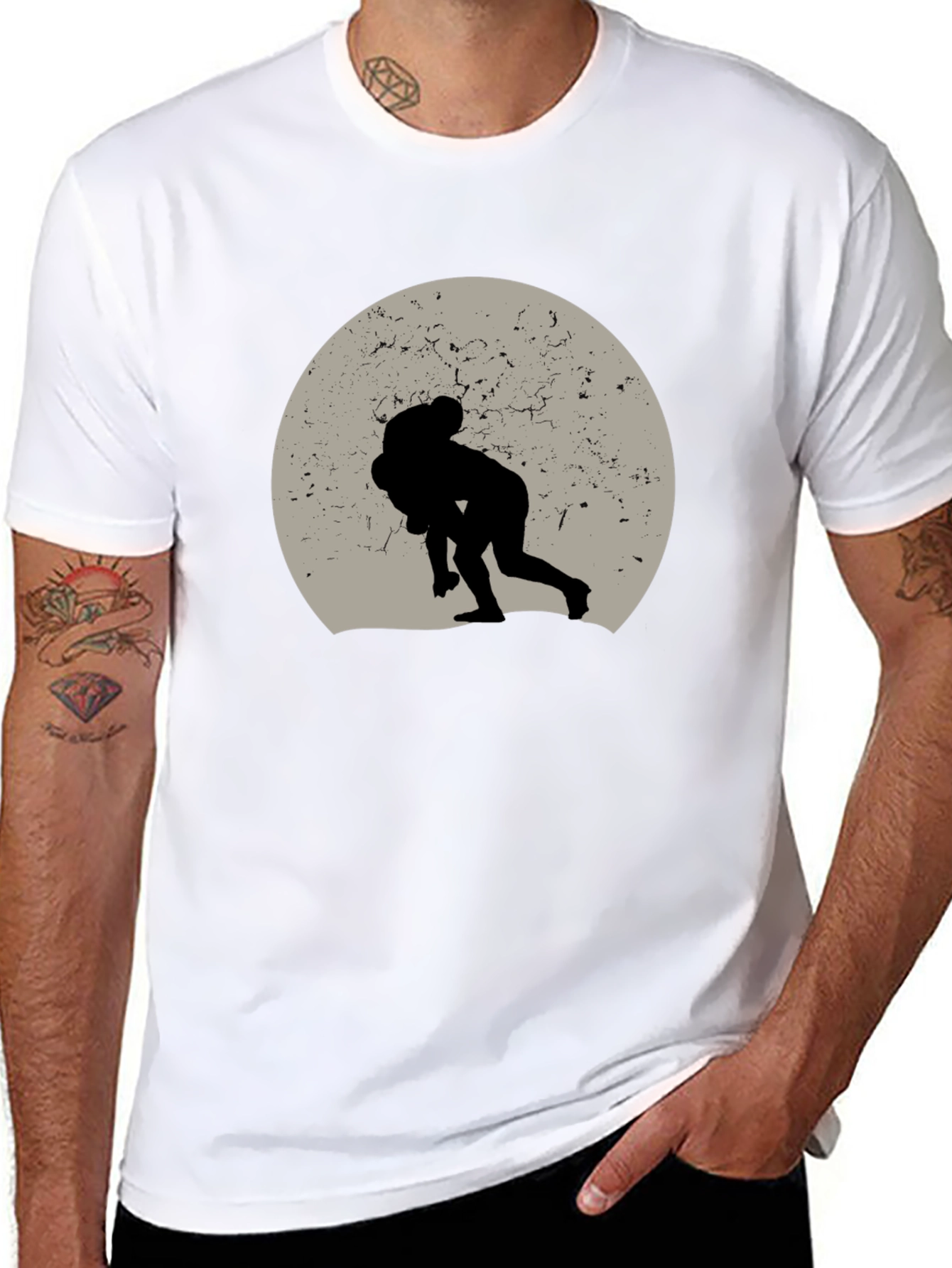 Wrestling Silhouette Graphic Tee - Black