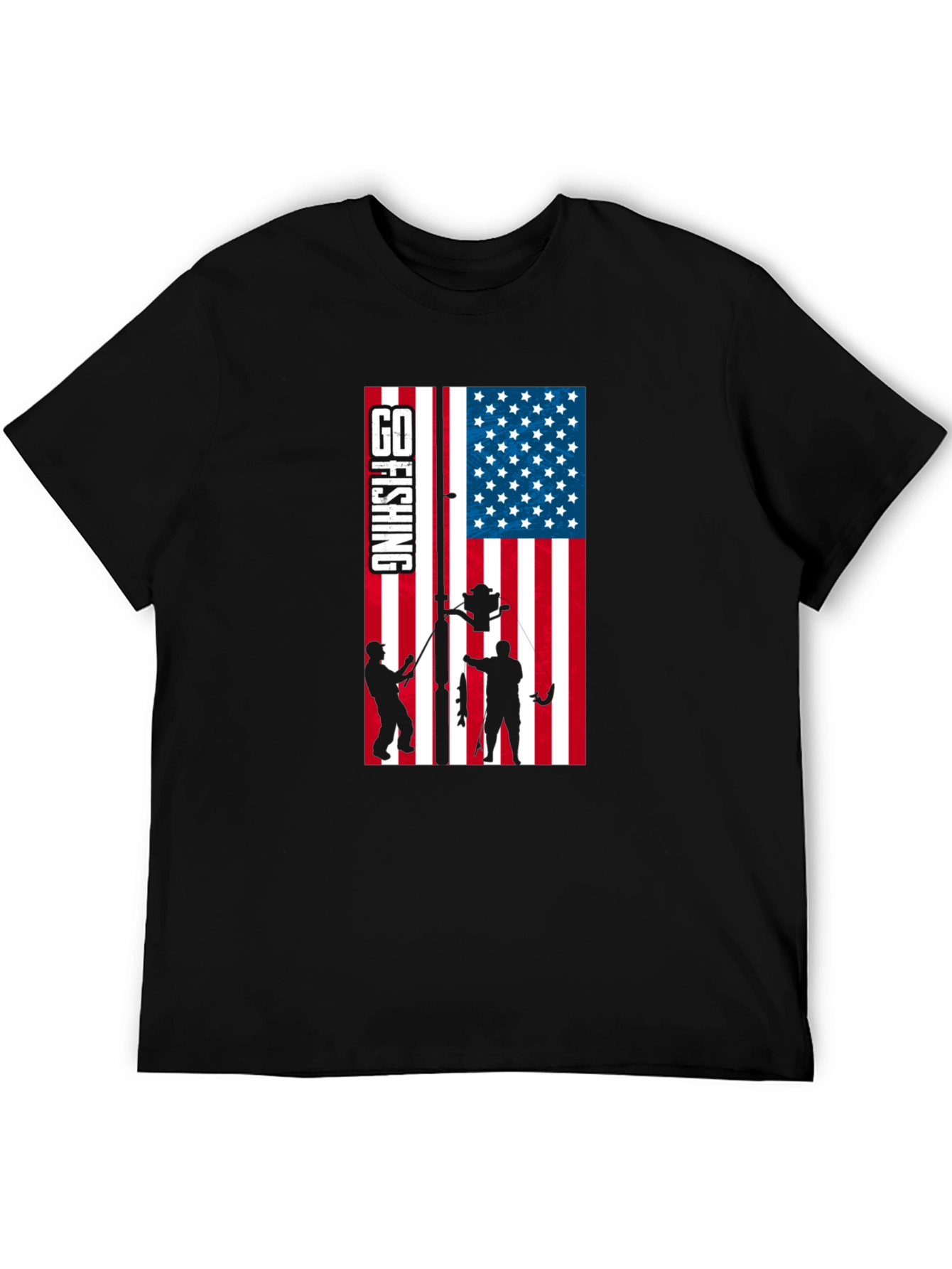 Fishing USA Flag Graphic T-Shirt - Patriotic Angler Tee