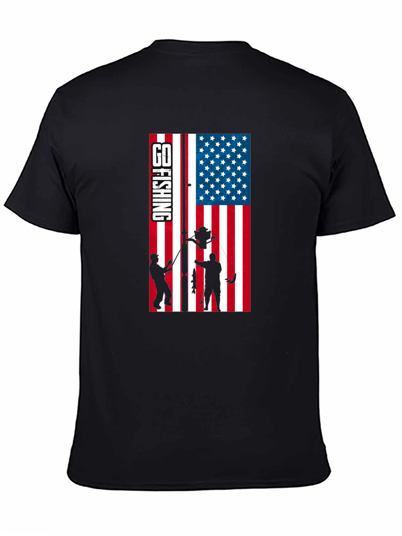 Fishing USA Flag Graphic T-Shirt - Patriotic Angler Tee