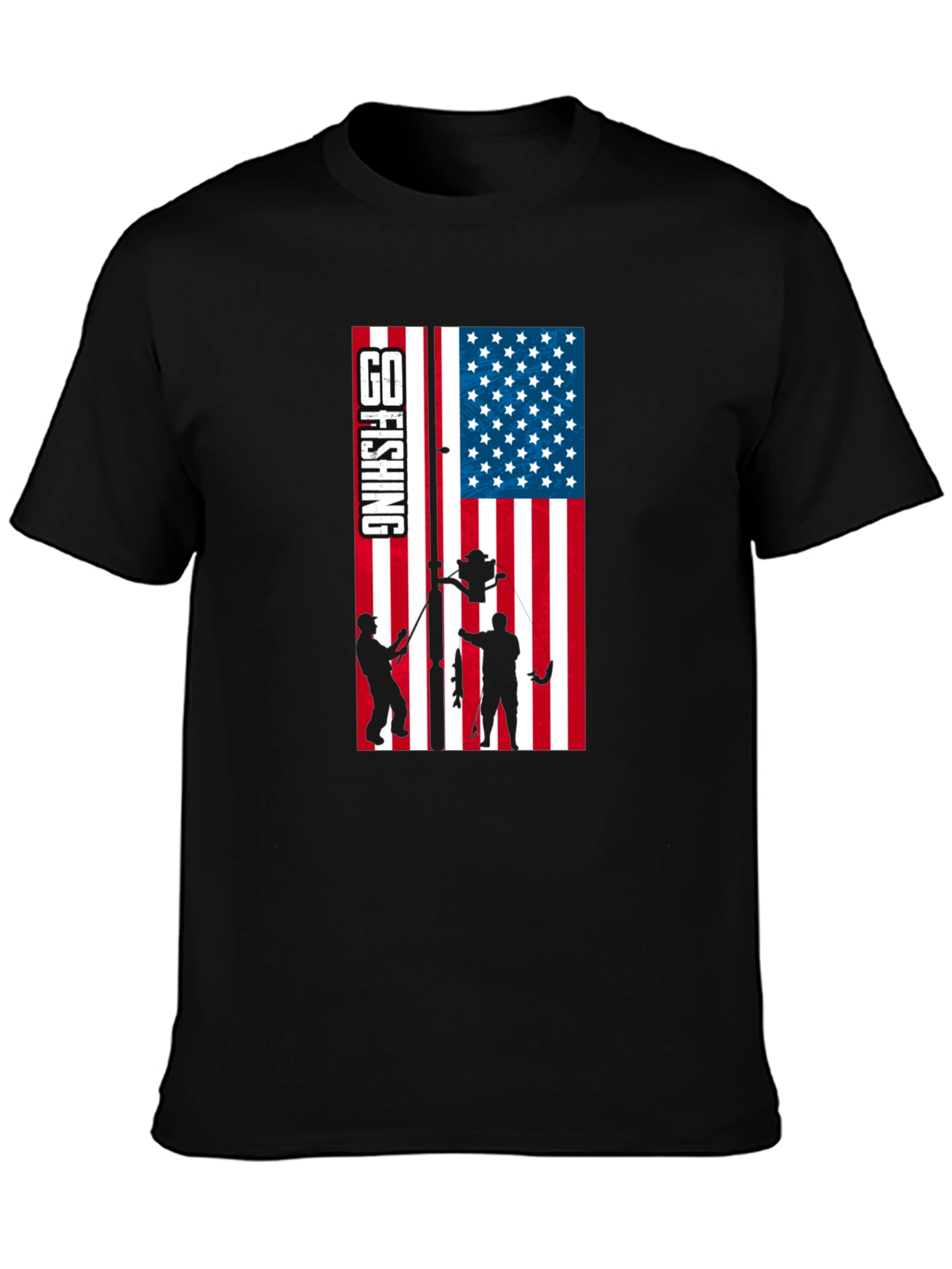 Fishing USA Flag Graphic T-Shirt - Patriotic Angler Tee